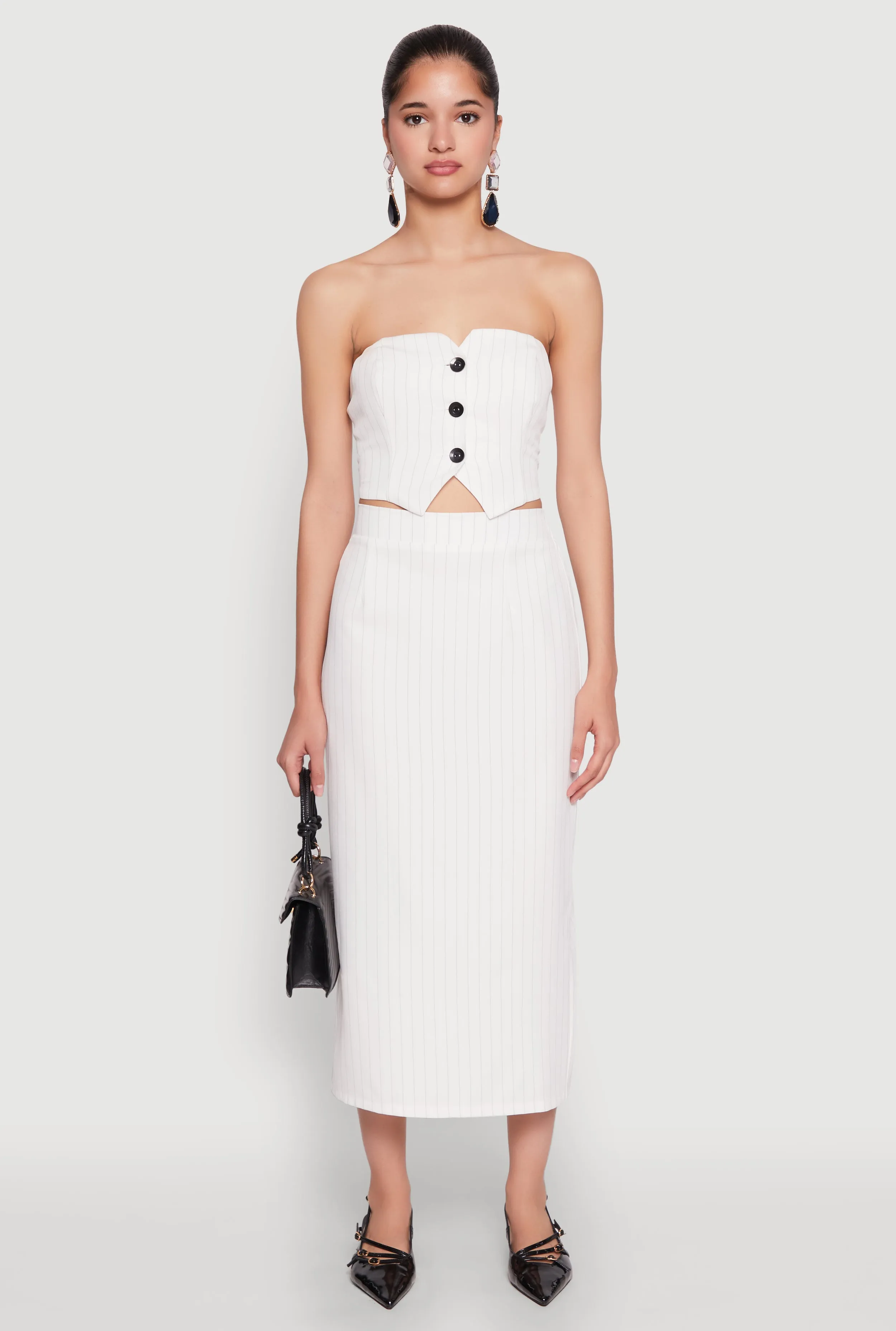 Pinstripe High Waist Skirt sold by Rainbow product image thumbnail 2