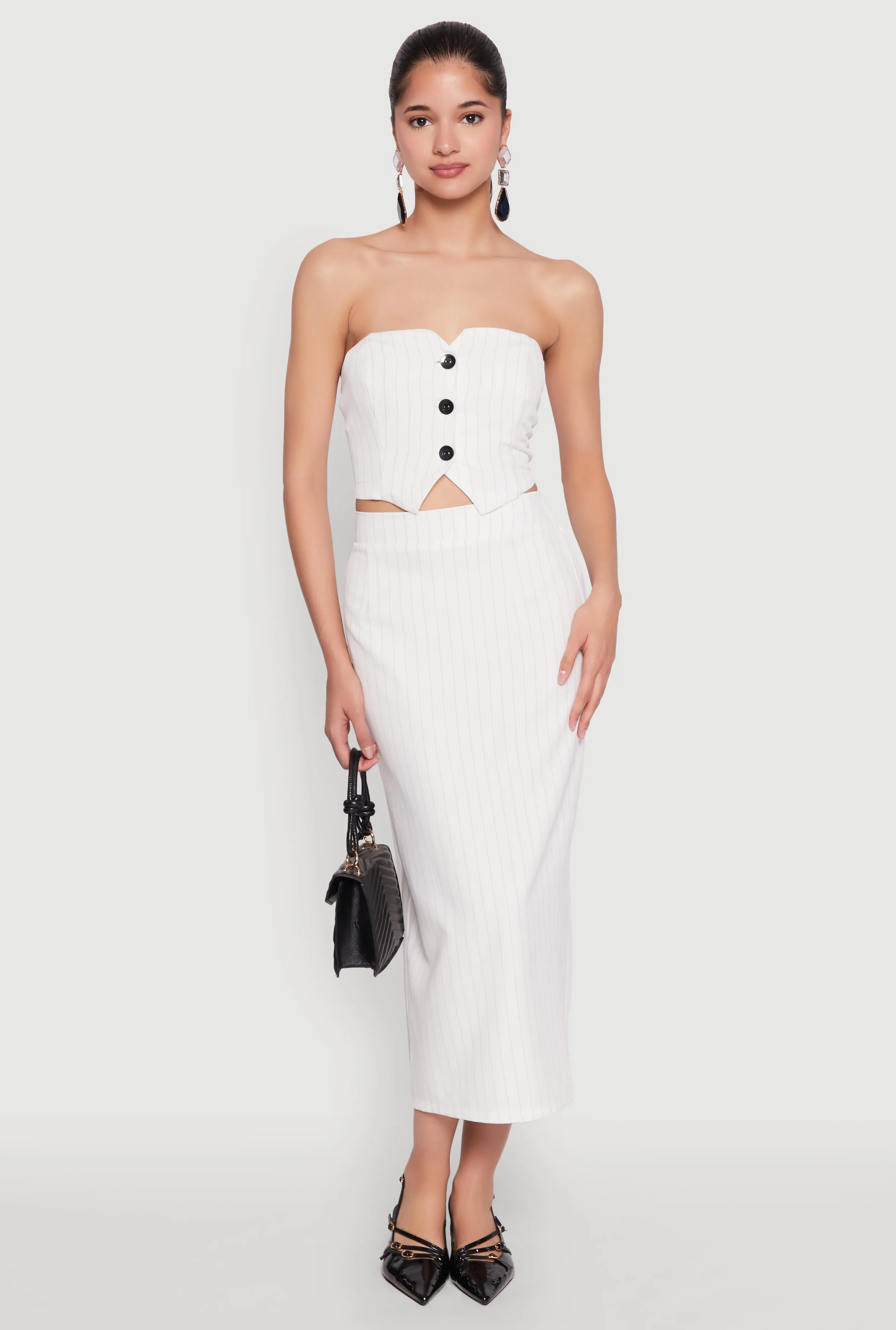 Pinstripe High Waist Skirt sold by Rainbow