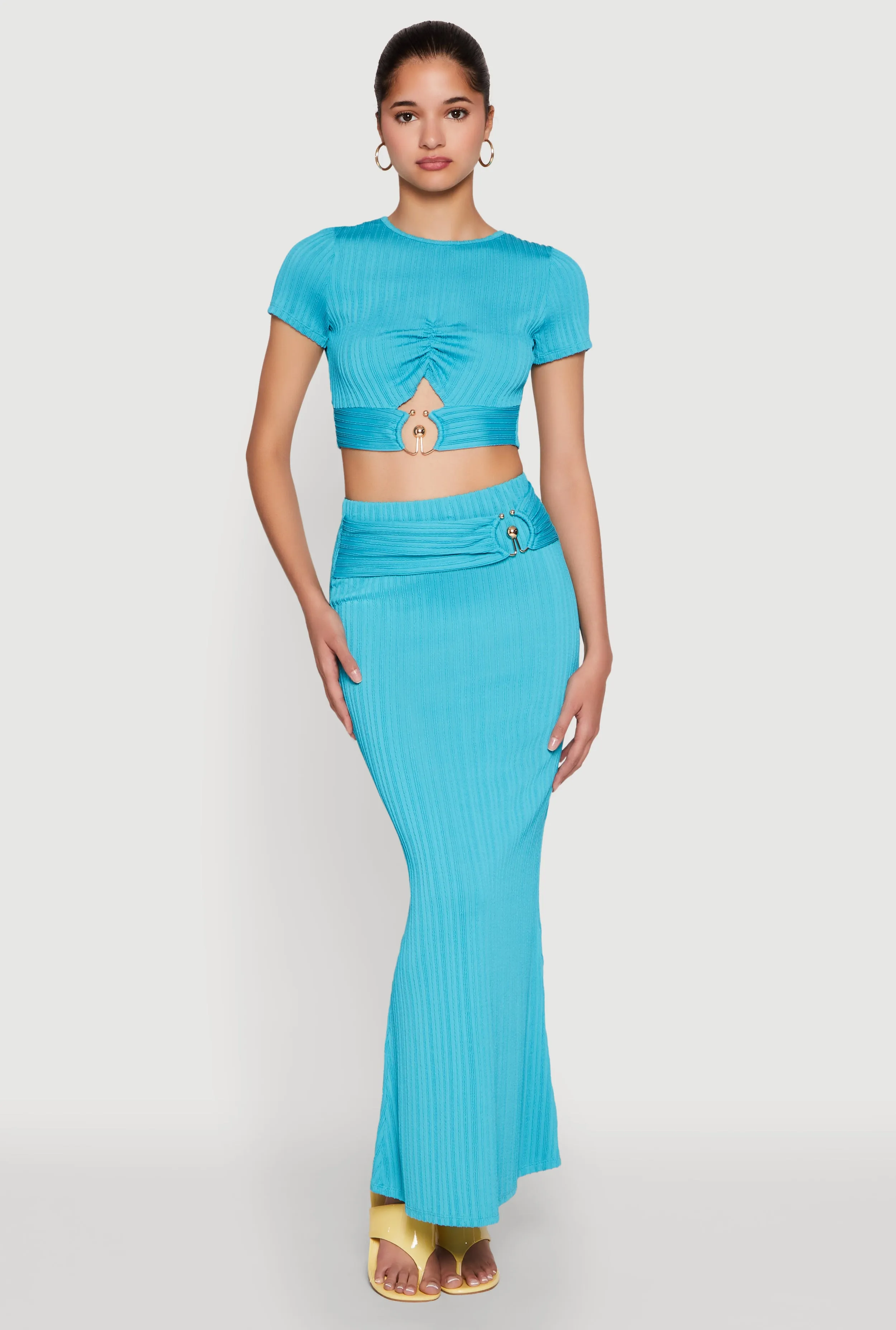 O Ring Metallic Detail Cut Out Crop Top sold by Rainbow product image thumbnail 3