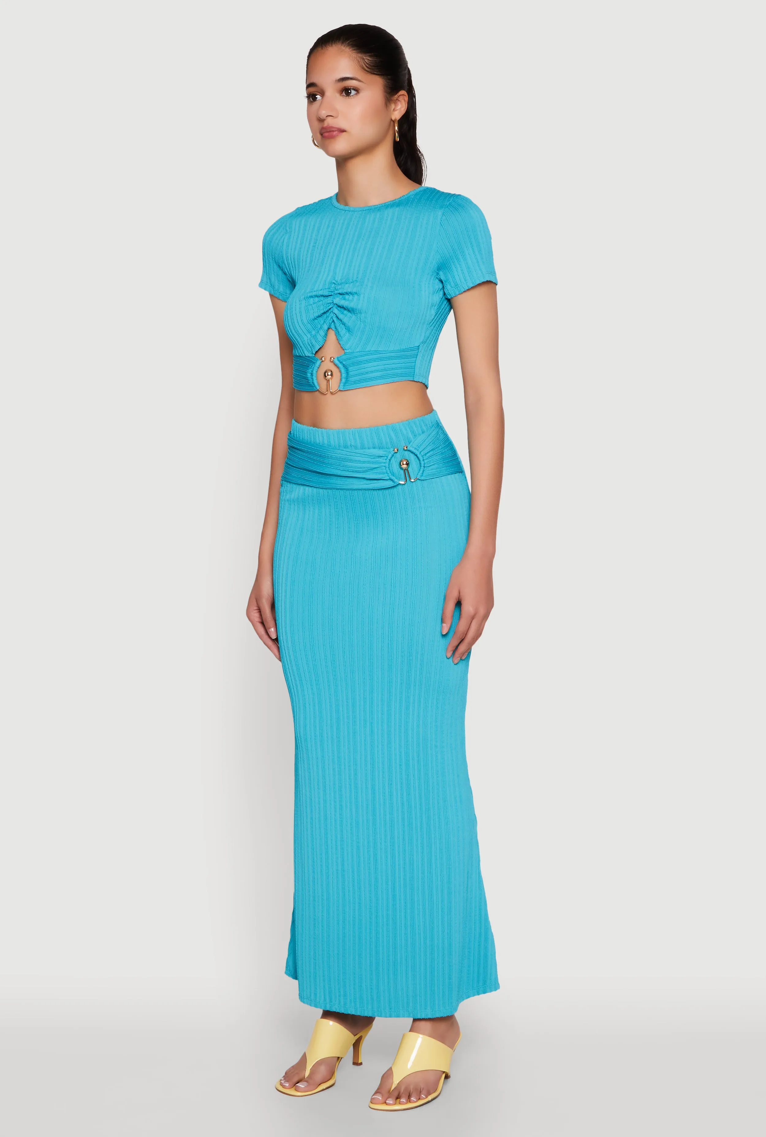 O Ring Metallic Detail Cut Out Crop Top sold by Rainbow product image thumbnail 5