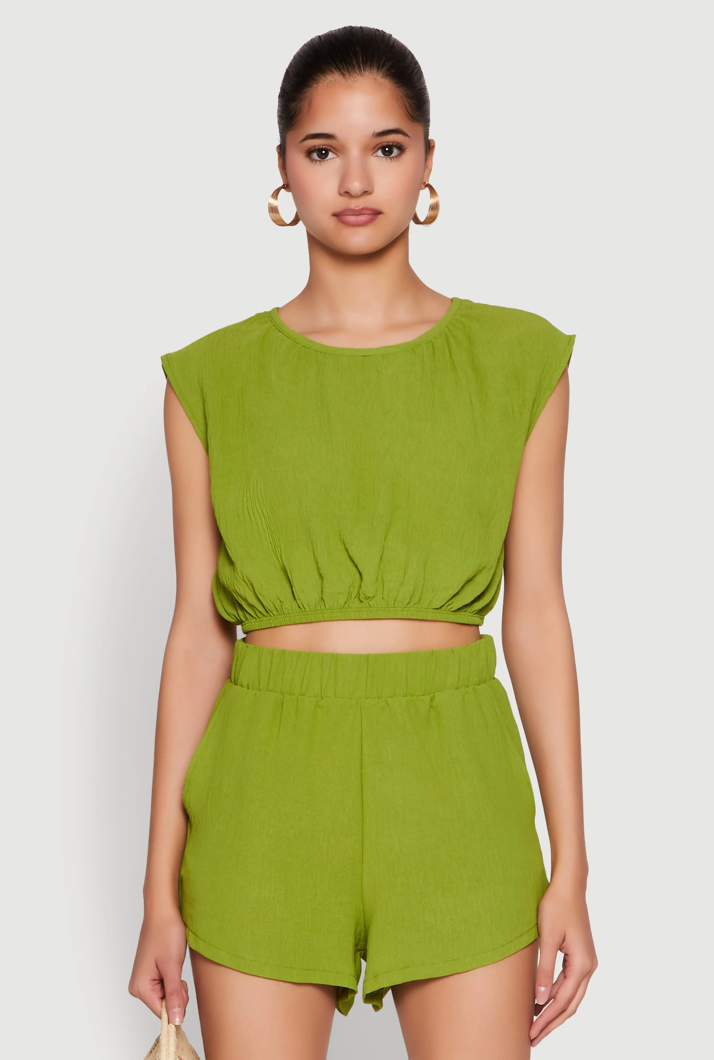 Airy Dolman Sleeve Crop Top sold by Rainbow