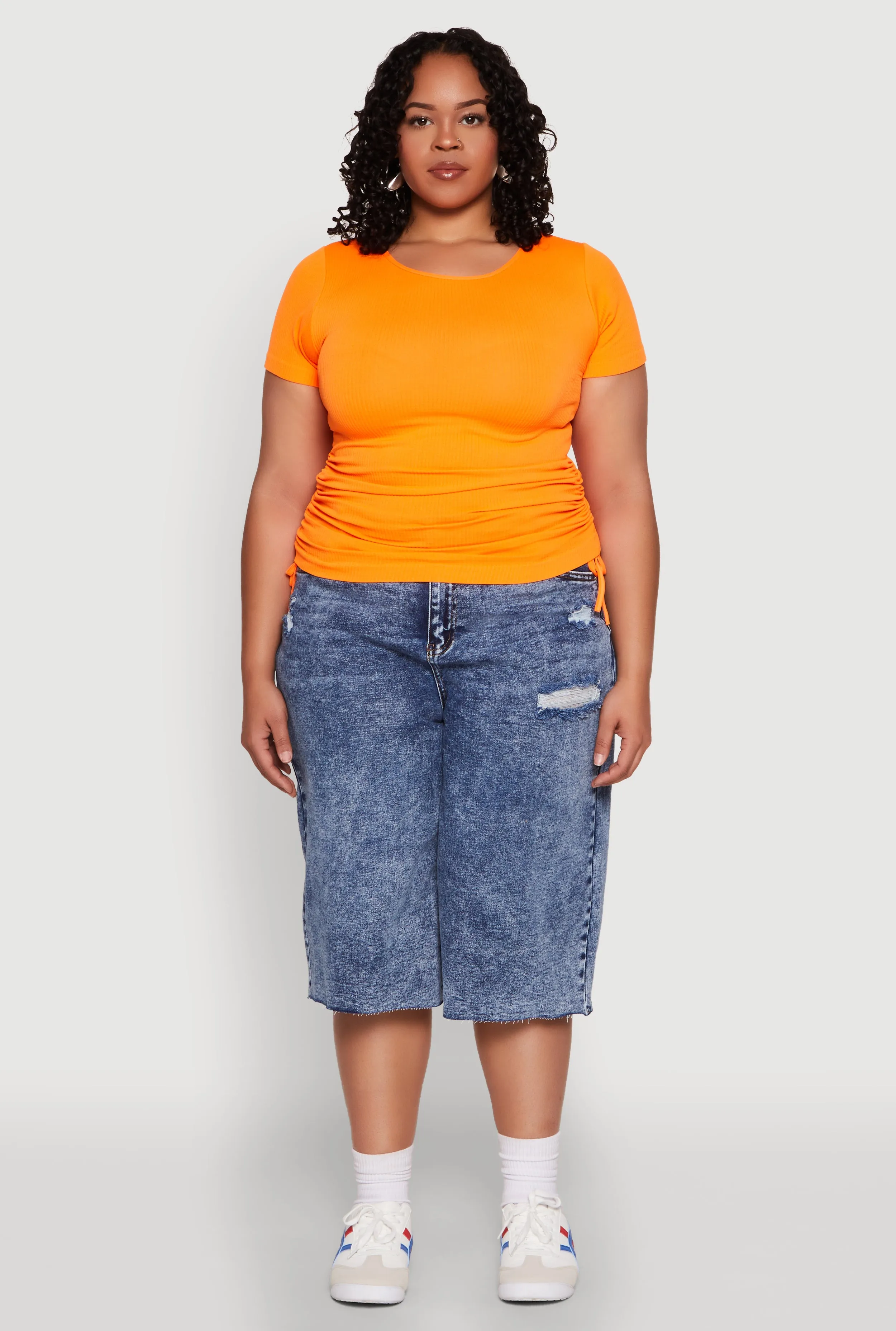 Plus Size Seamless Rib Knit Tee sold by Rainbow