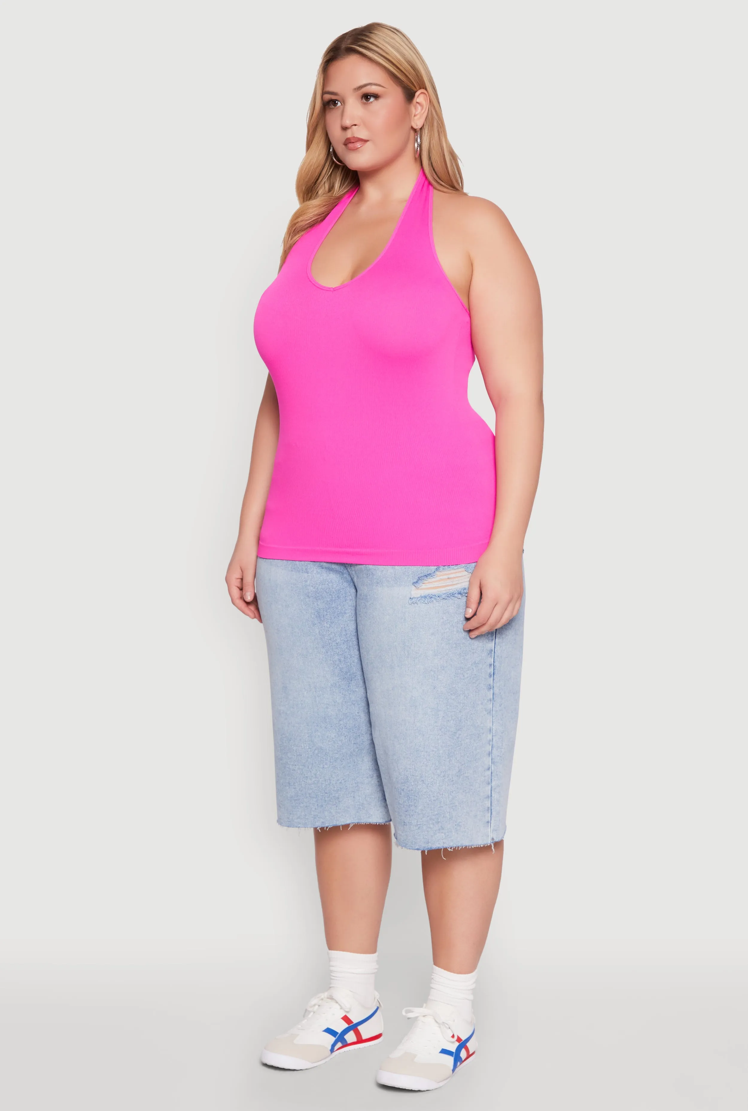 Plus Size Ribbed Knit Seamless Halter Top sold by Rainbow product image thumbnail 5