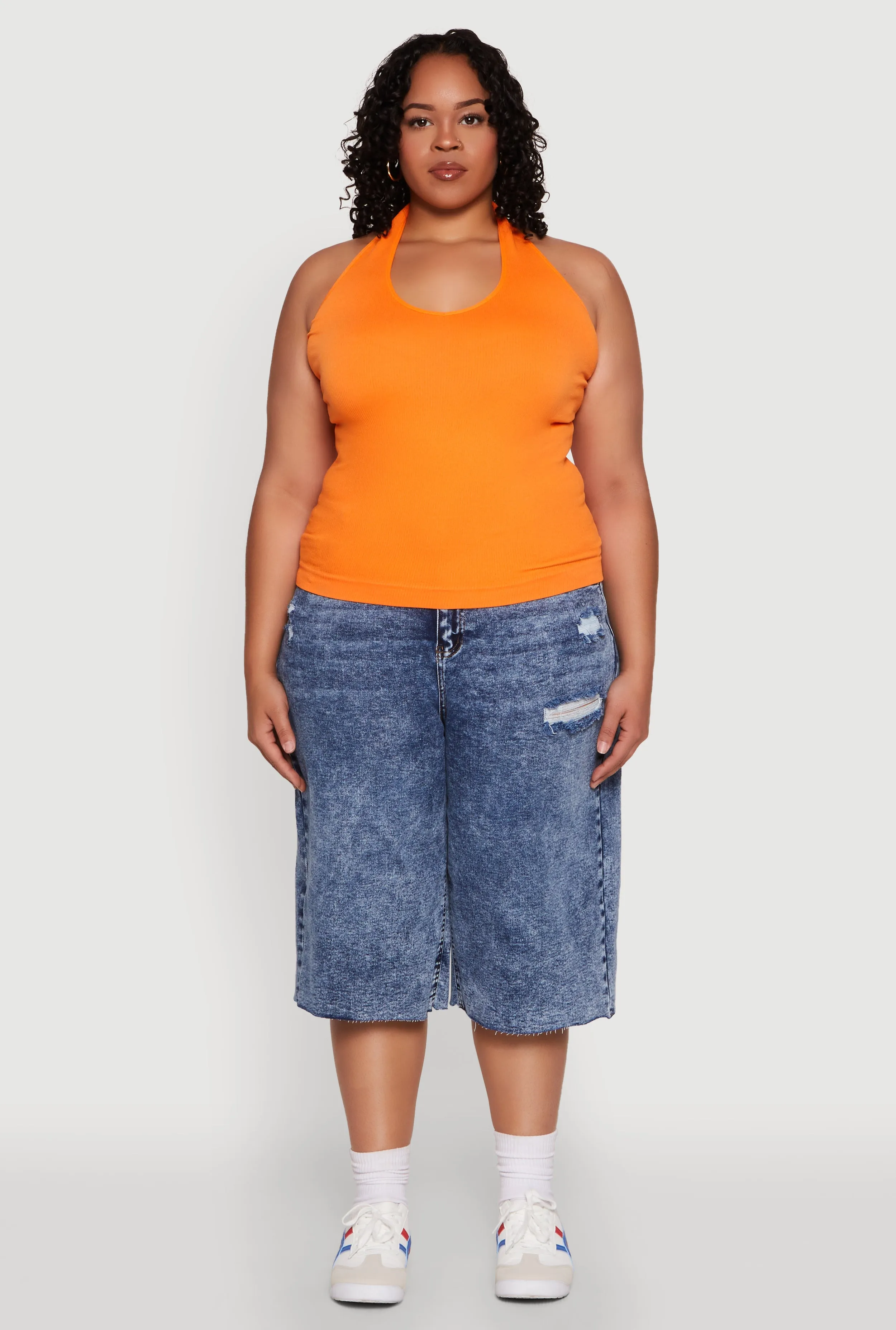 Plus Size Ribbed Knit Seamless Halter Top sold by Rainbow product image thumbnail 3