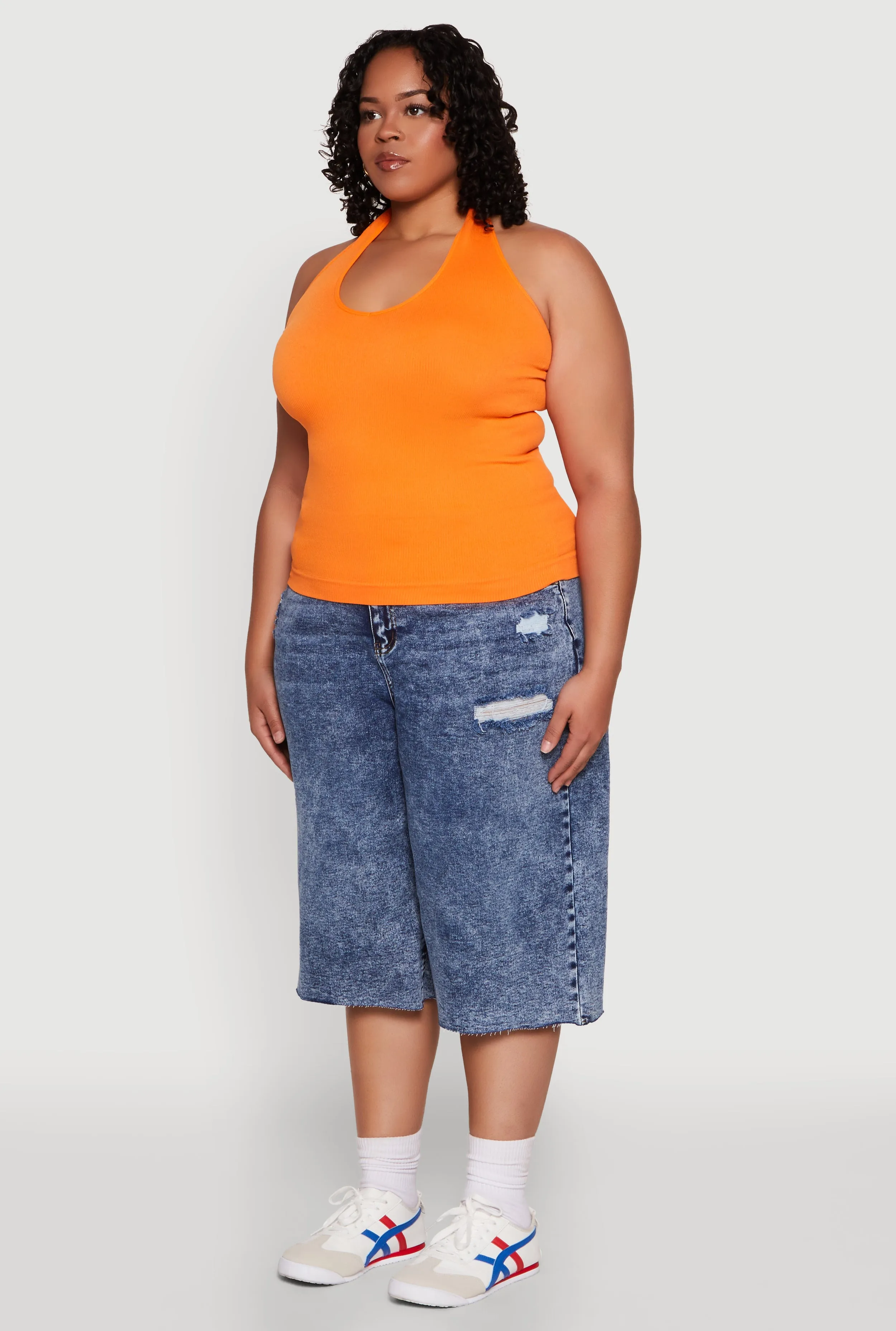 Plus Size Ribbed Knit Seamless Halter Top sold by Rainbow product image thumbnail 5