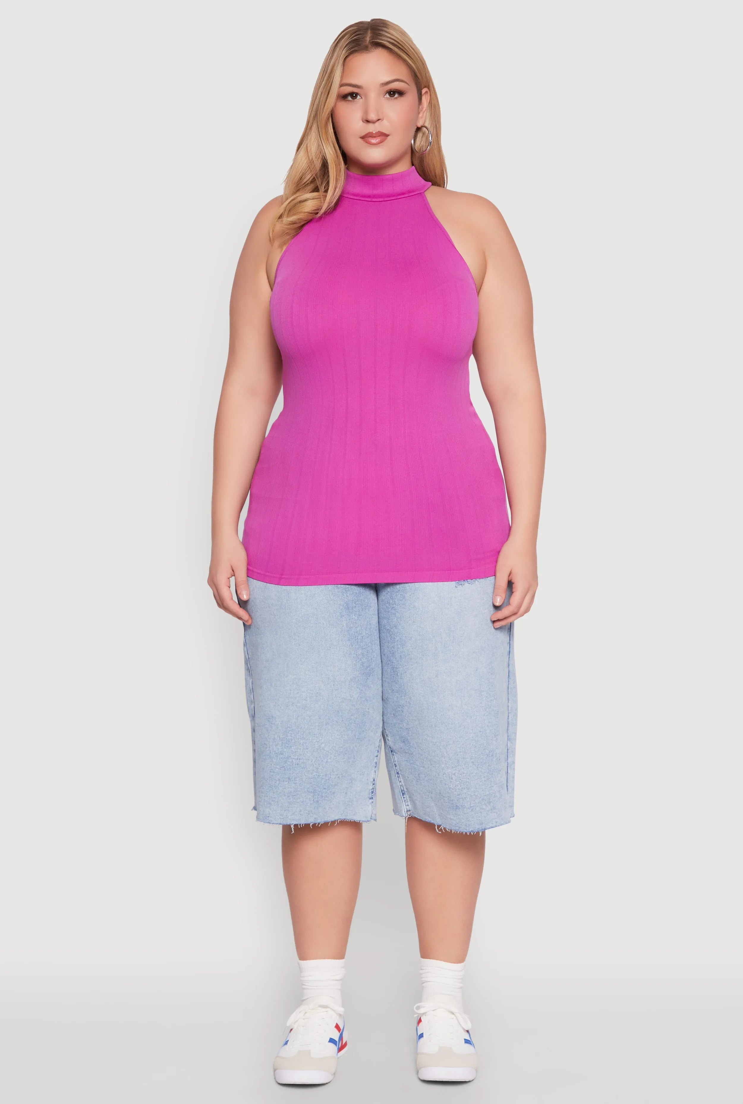 Plus Size Seamless Mock Neck Halter Top sold by Rainbow product image thumbnail 3