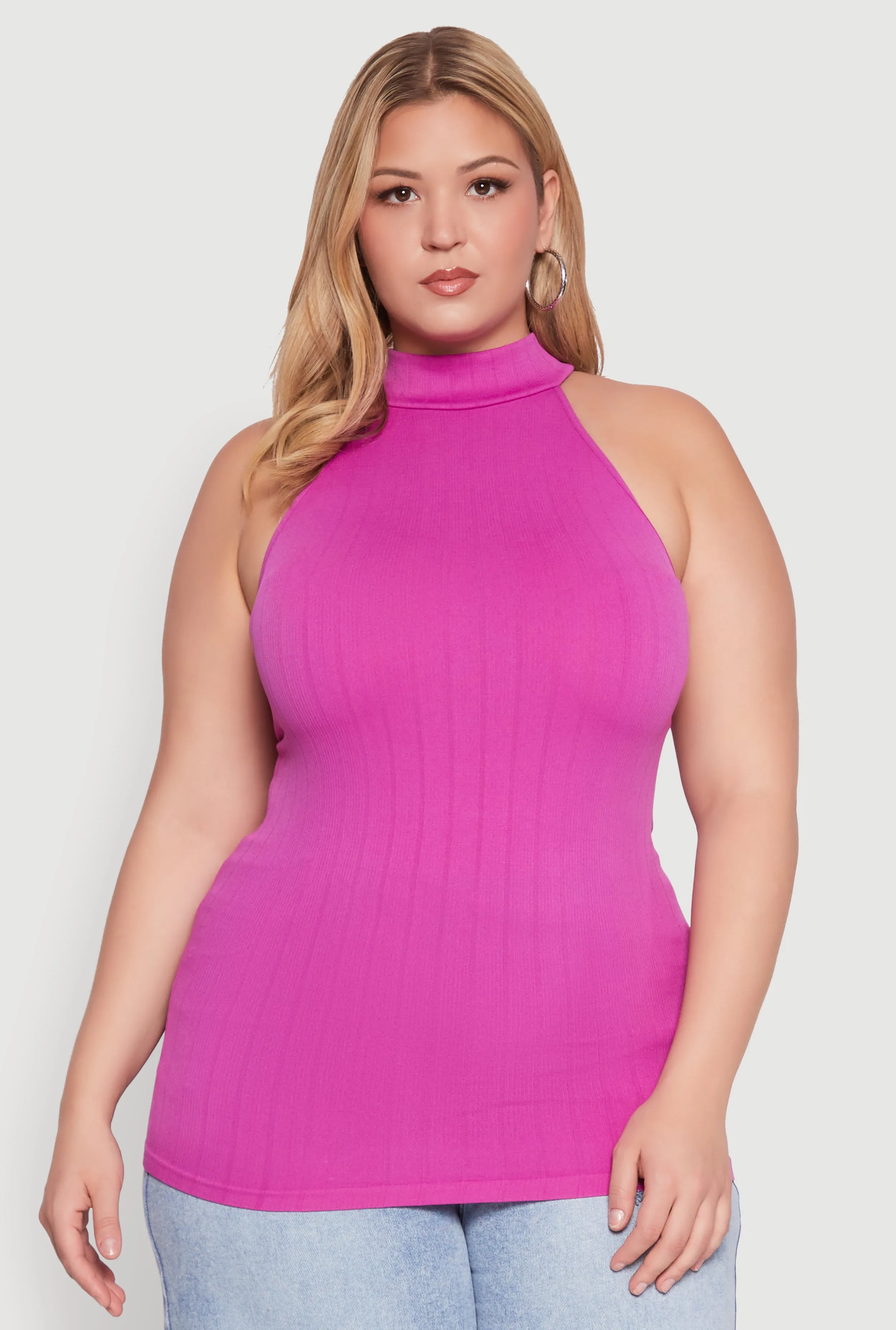 Plus Size Seamless Mock Neck Halter Top sold by Rainbow product image thumbnail 2