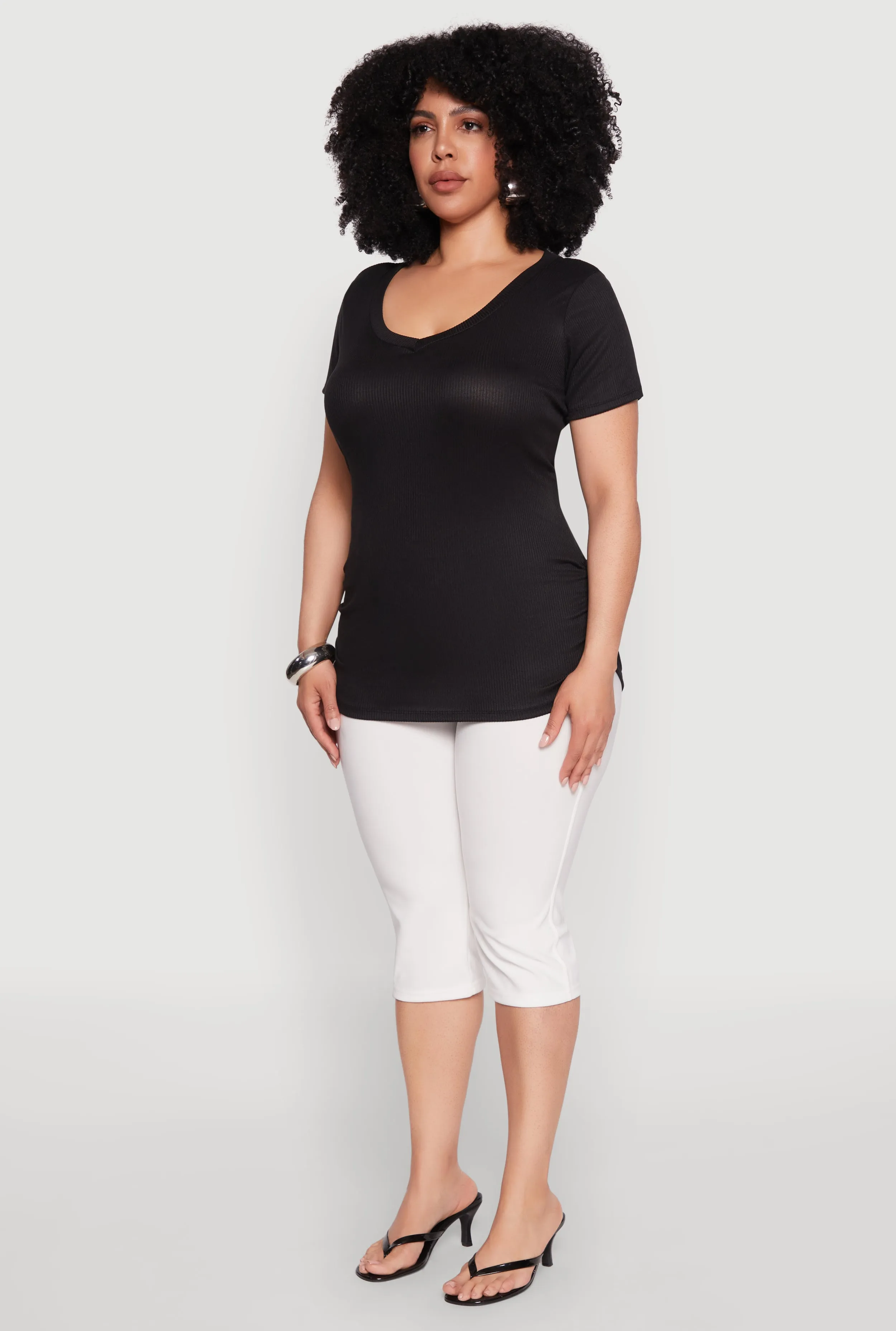 Plus Size Ribbed Knit Ruched Tee sold by Rainbow product image thumbnail 5