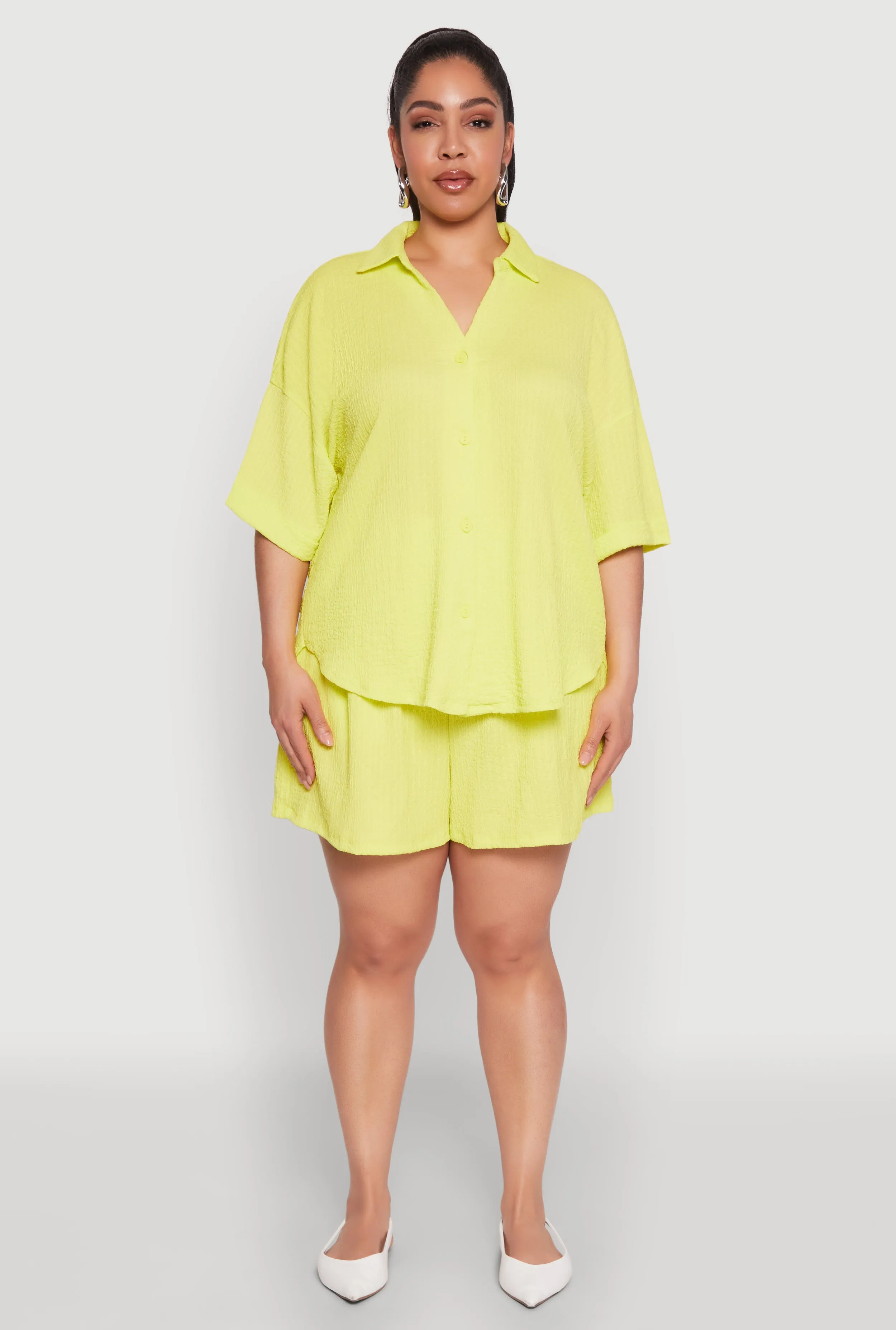 Plus Size Textured Knit Oversized Shirt sold by Rainbow product image thumbnail 2