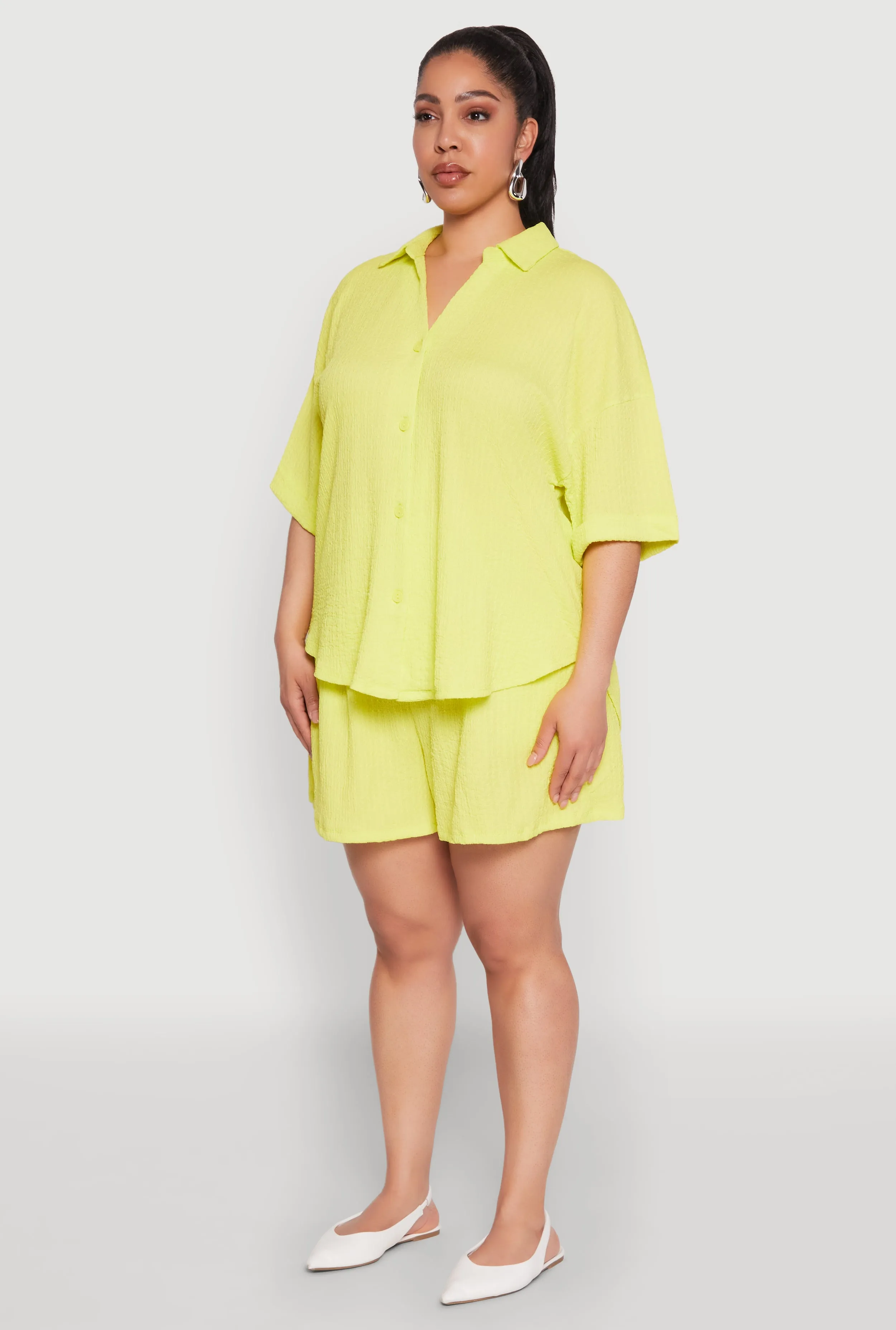 Plus Size Textured Knit Oversized Shirt sold by Rainbow product image thumbnail 5