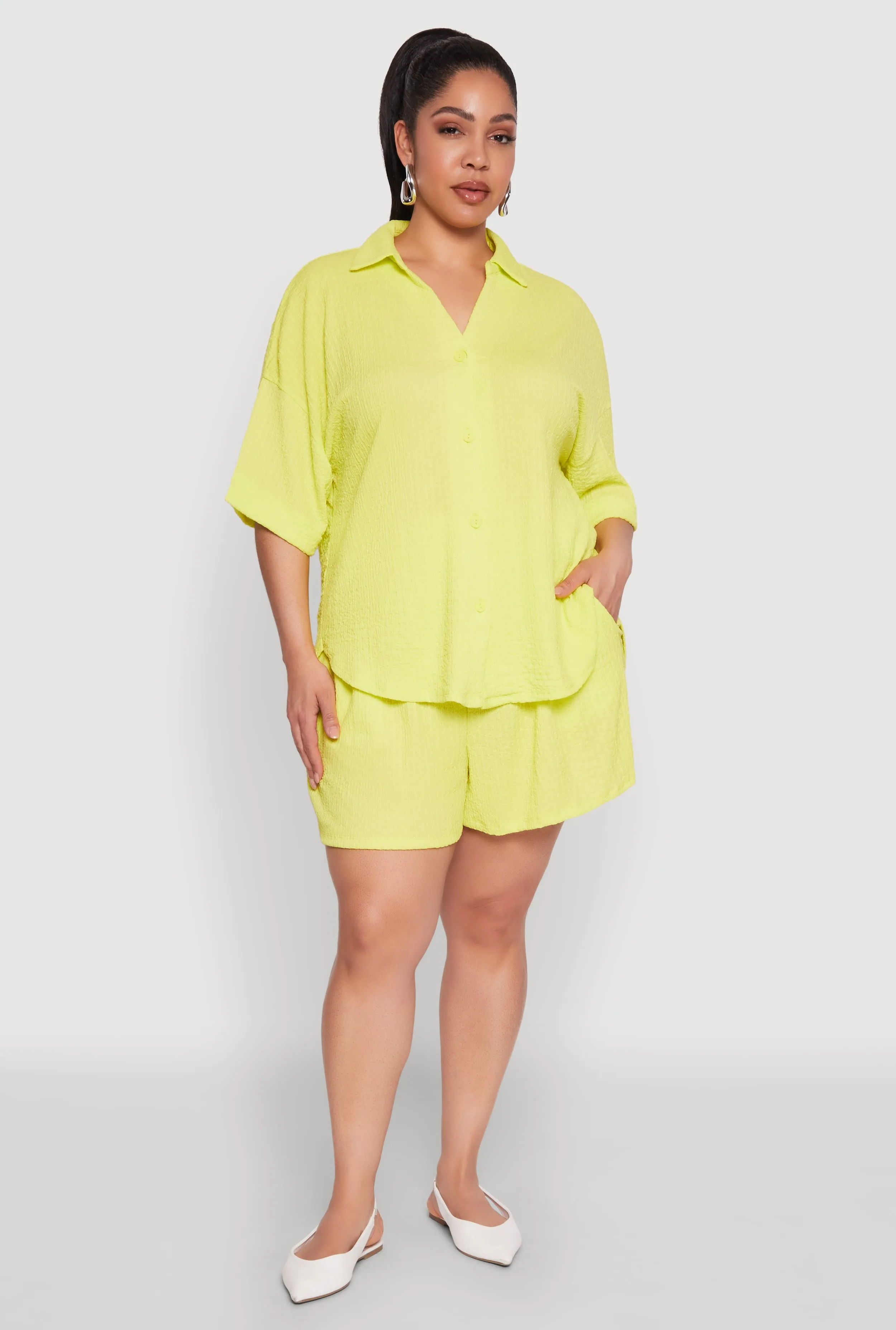 Plus Size Textured Knit Oversized Shirt sold by Rainbow product image thumbnail 3