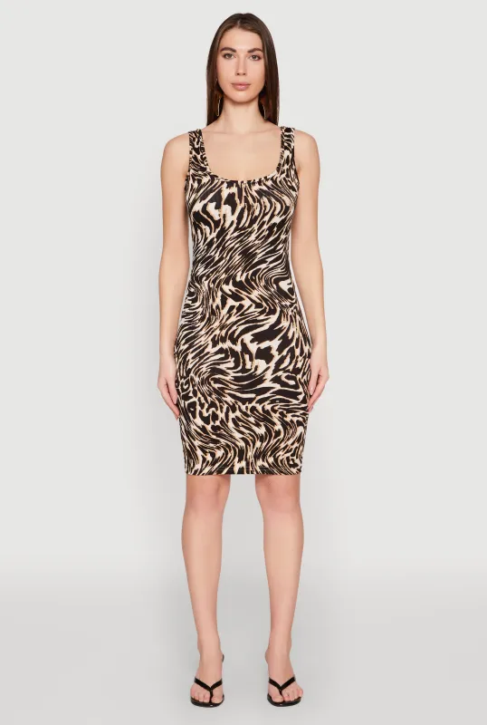 Patterned Scoop Neck Tank Dress sold by Rainbow