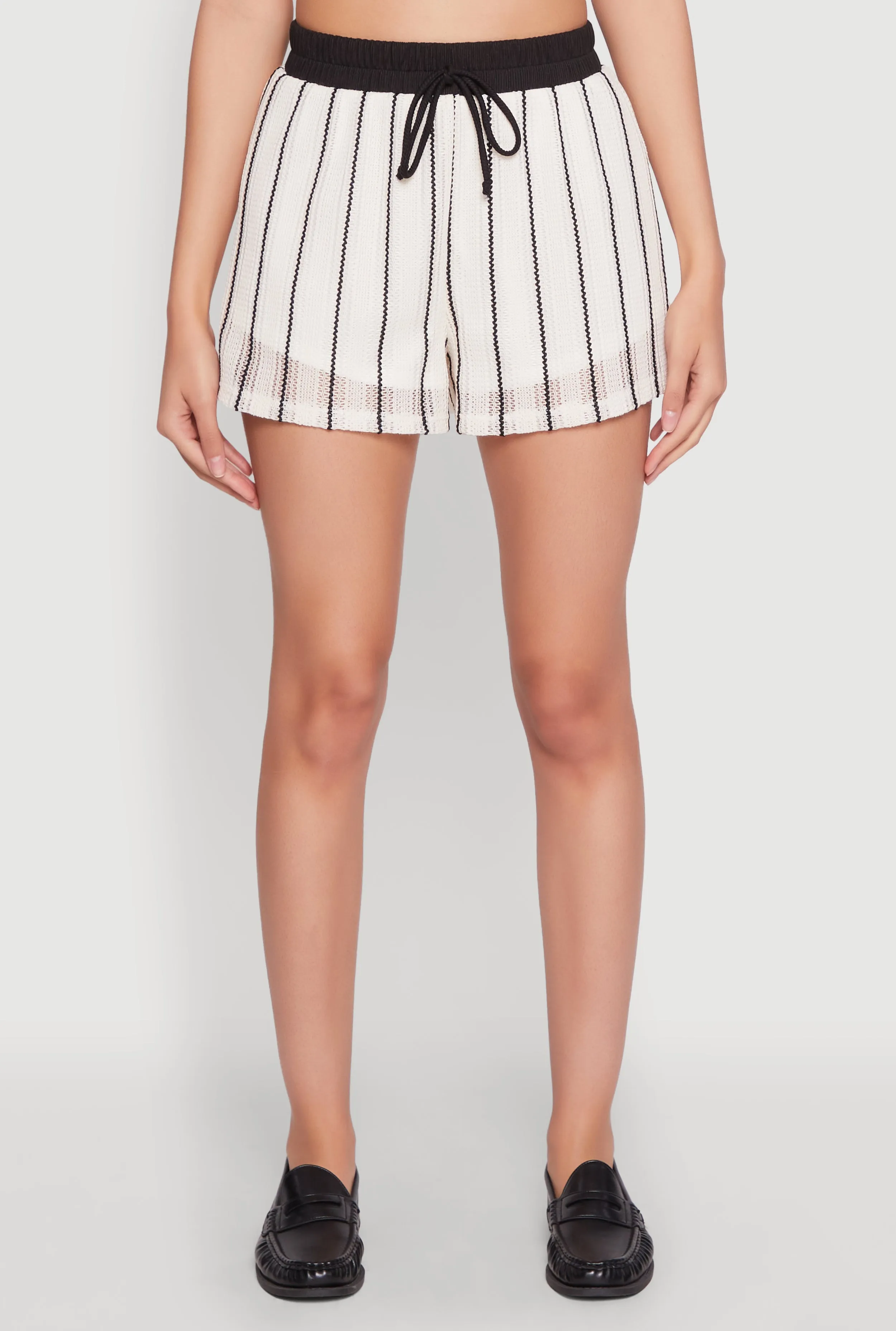 Contrast Trim Striped Crochet Shorts sold by Rainbow product image thumbnail 3