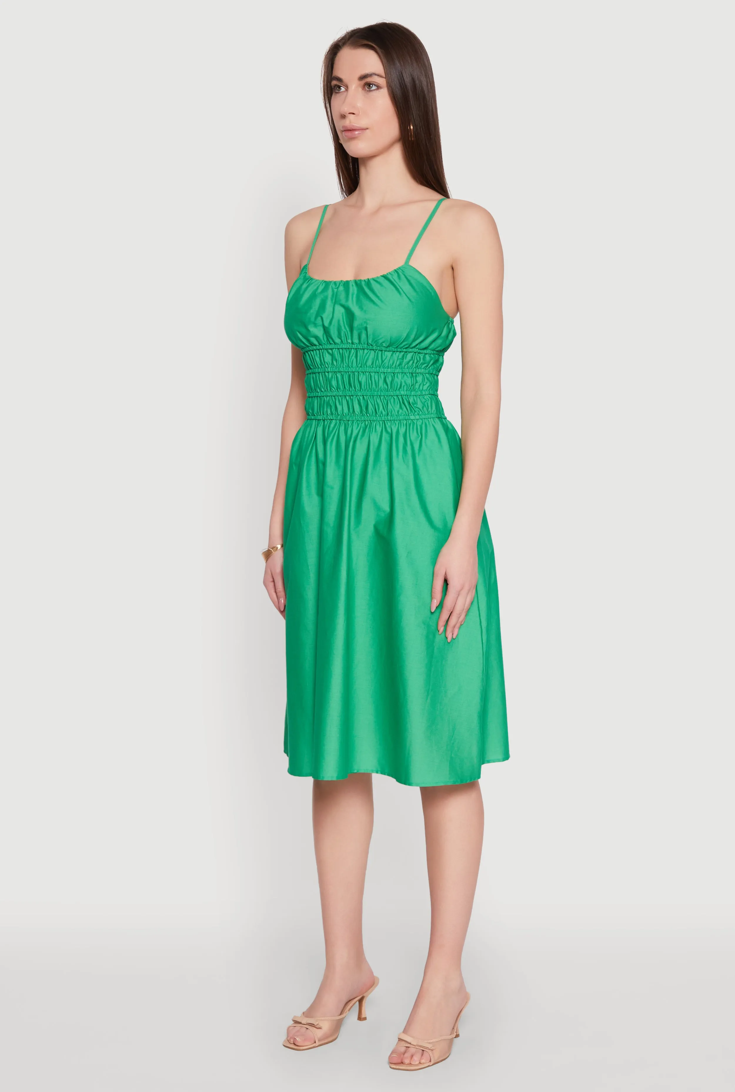 Smocked Waist Poplin Midi Dress sold by Rainbow product image thumbnail 3