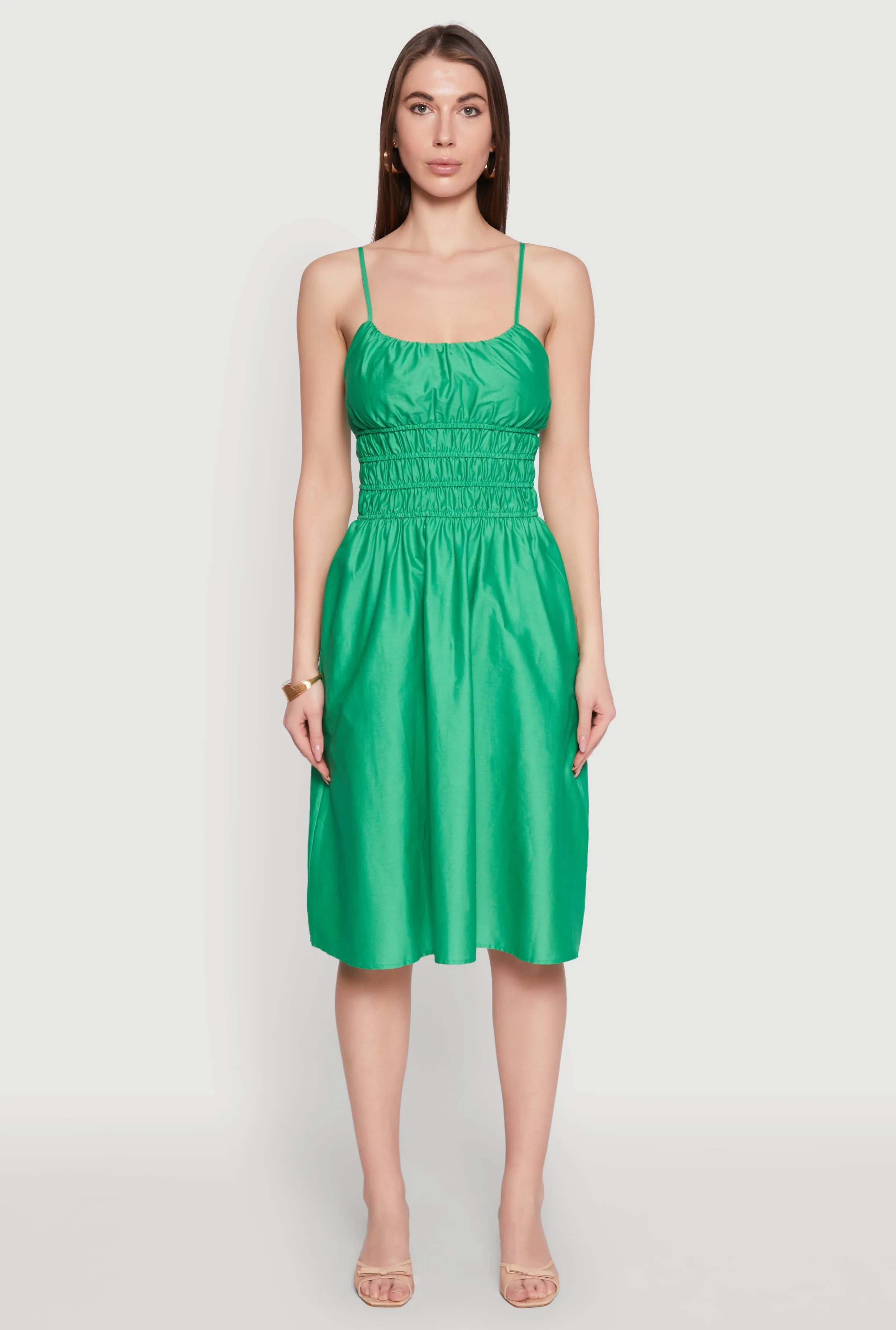 Smocked Waist Poplin Midi Dress sold by Rainbow product image thumbnail 2