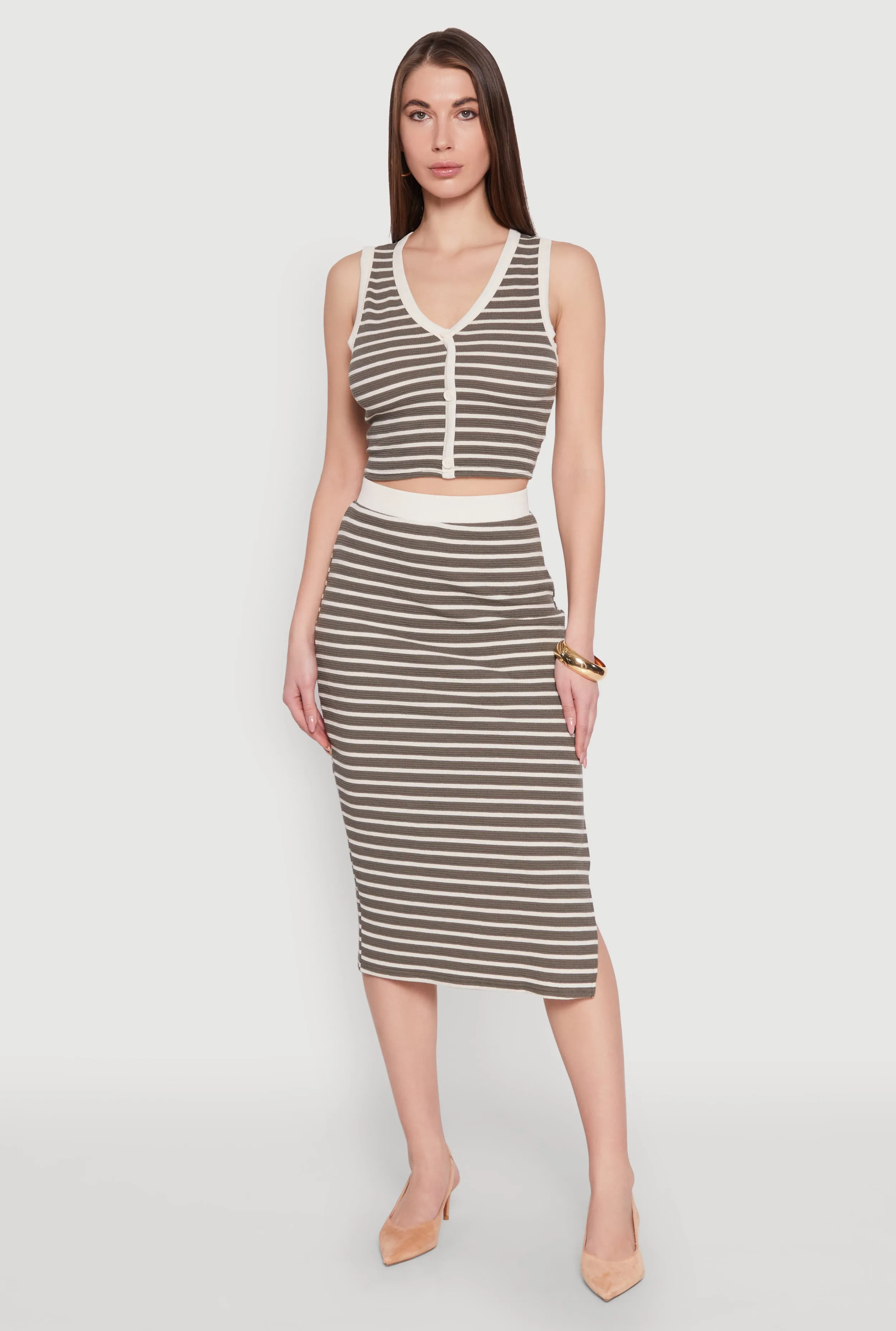 Striped Button Front Cropped Cardigan sold by Rainbow product image thumbnail 2