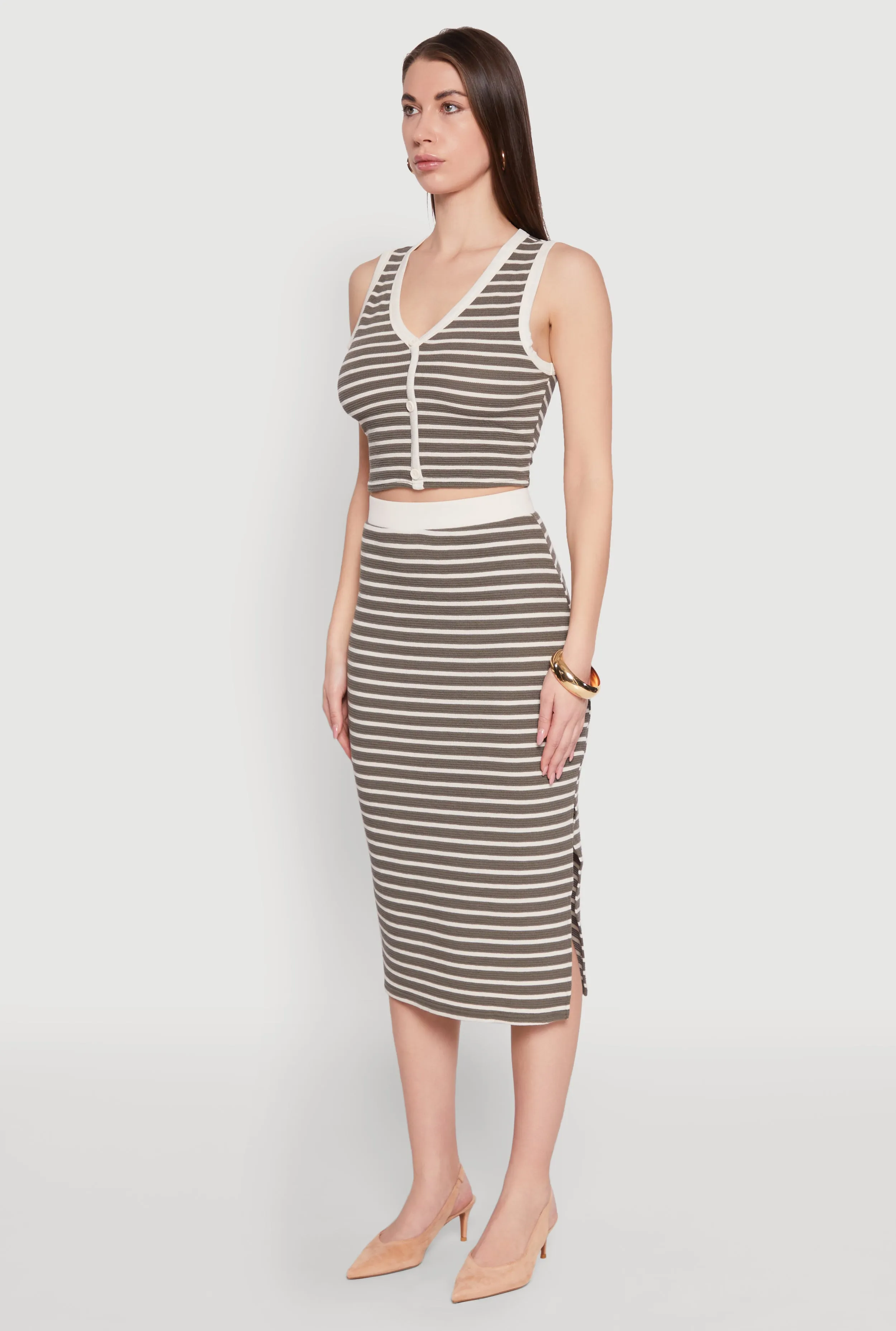 Striped Button Front Cropped Cardigan sold by Rainbow product image thumbnail 5