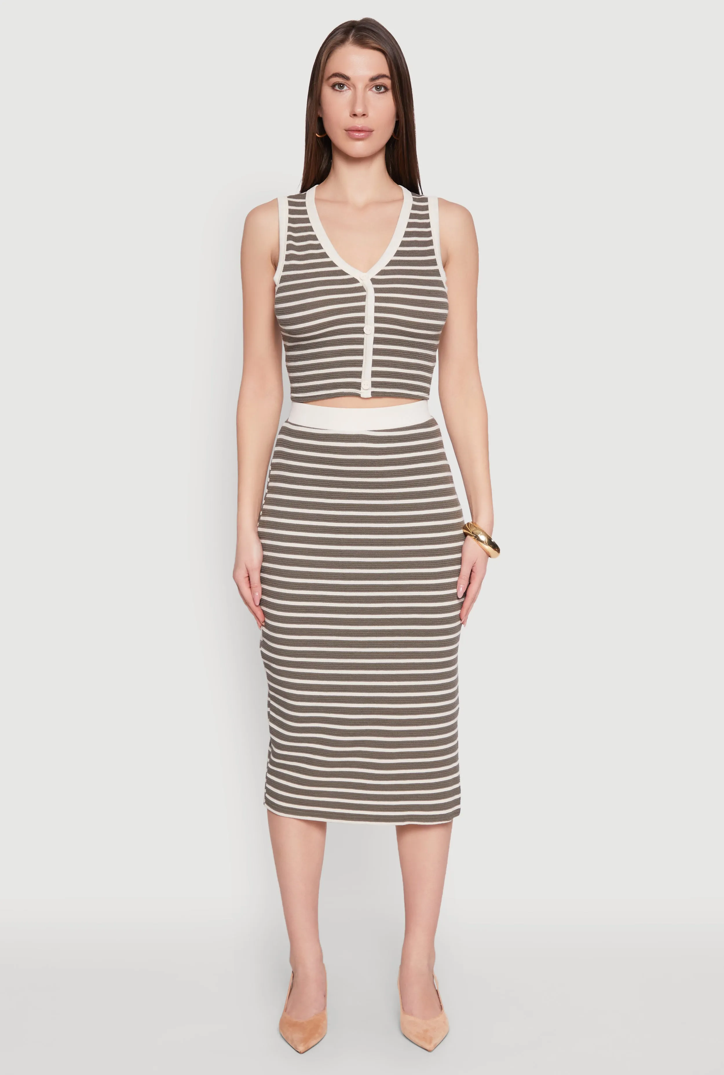 Striped Button Front Cropped Cardigan sold by Rainbow product image thumbnail 3