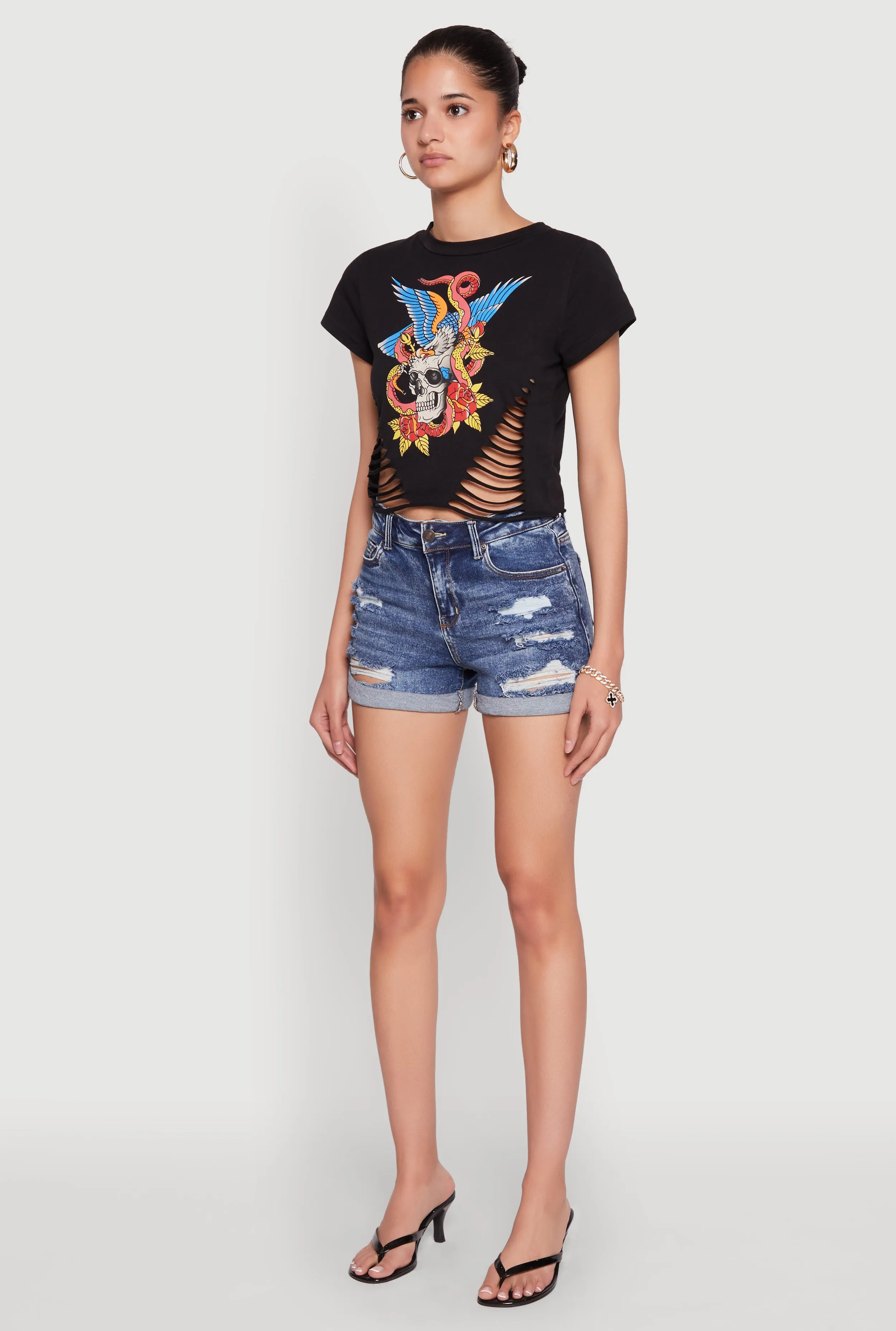 Skull Laser Cut Graphic Tee sold by Rainbow product image thumbnail 5