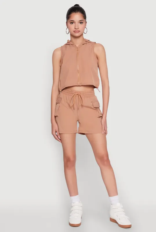 Drawstring Waist Cargo Pocket Shorts sold by Rainbow