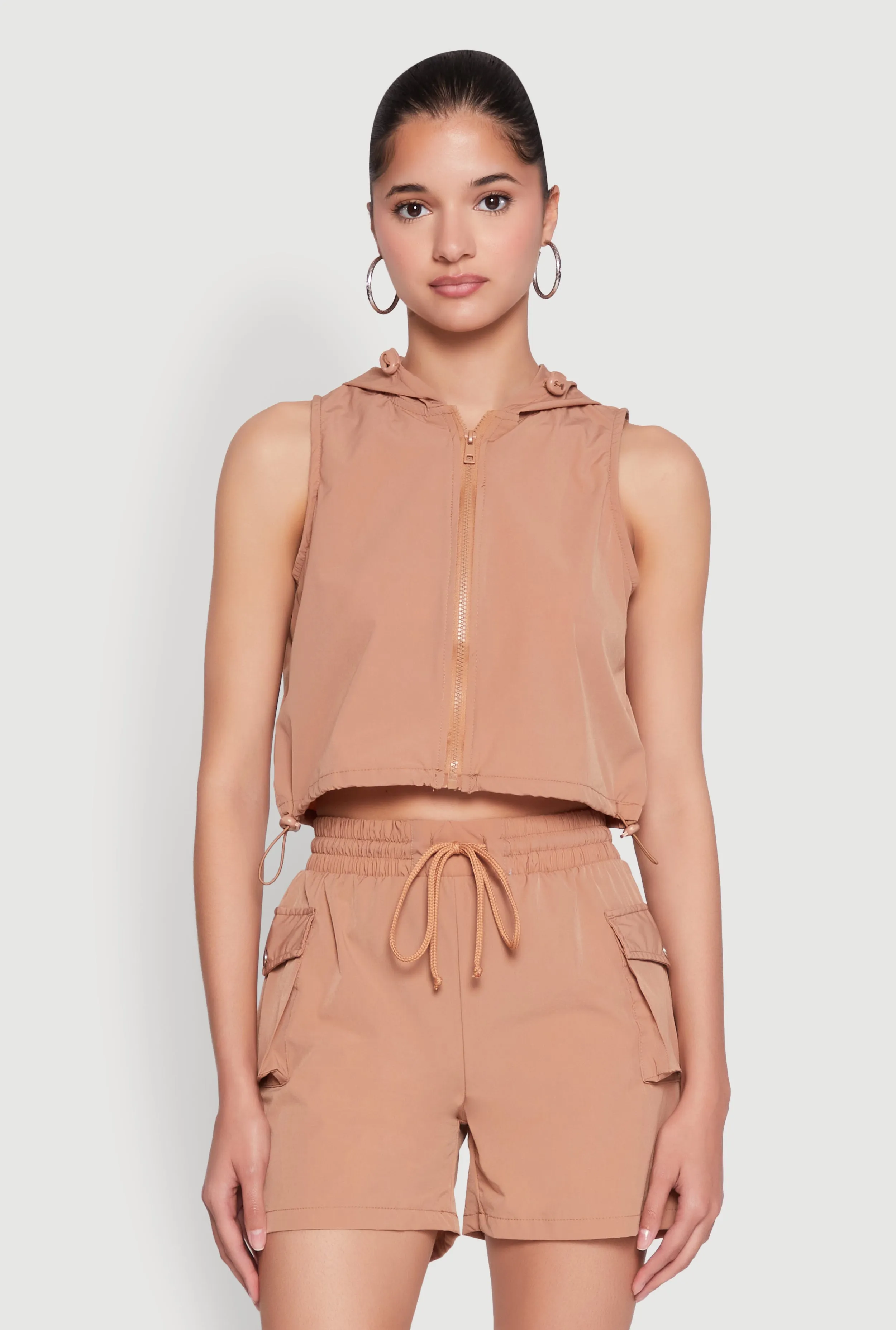 Hooded Drawstring Hem Track Jacket sold by Rainbow