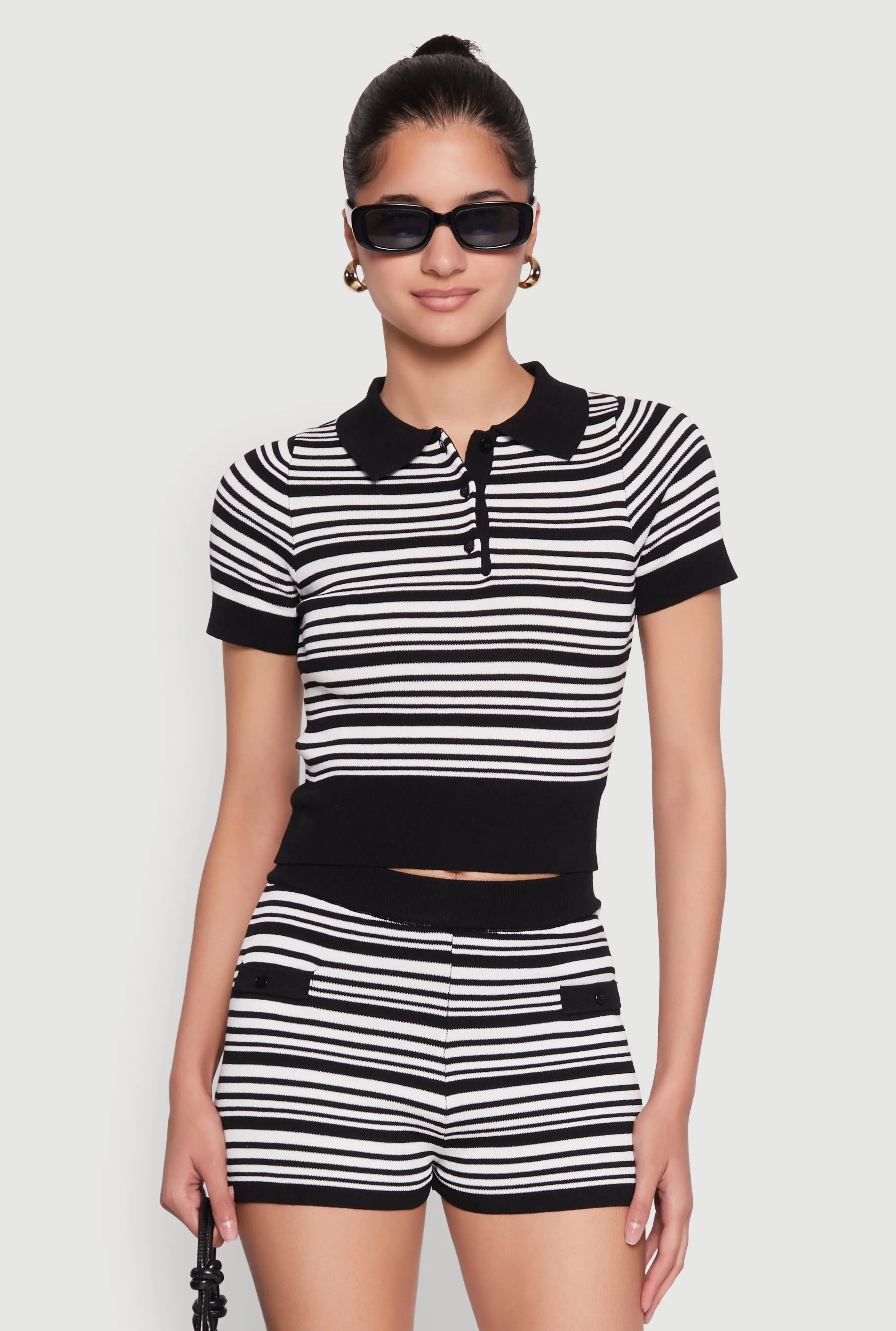 Daisy Striped Polo Crop Top sold by Rainbow