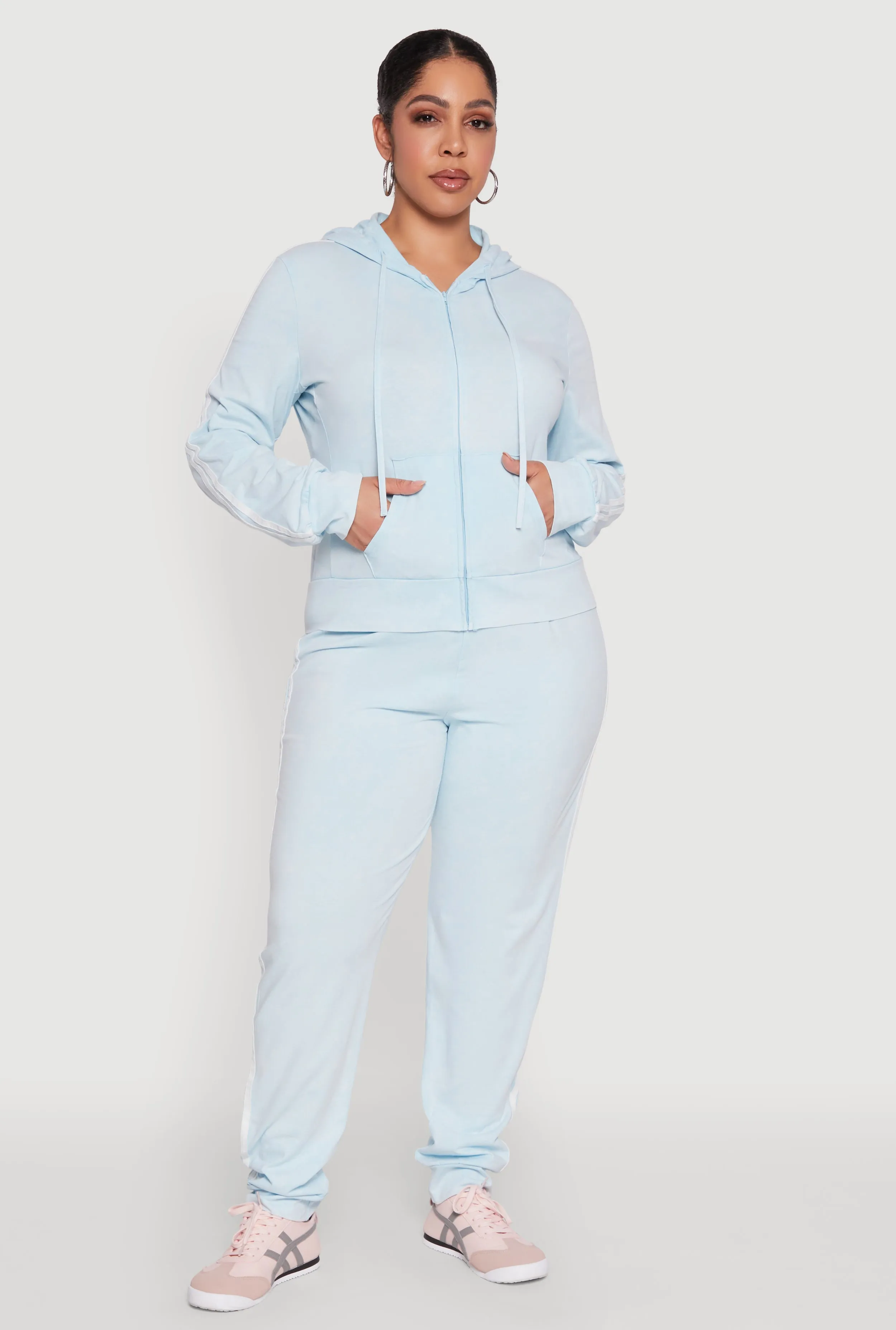 Plus Size Daisy Varsity Stripe Drawstring Joggers sold by Rainbow