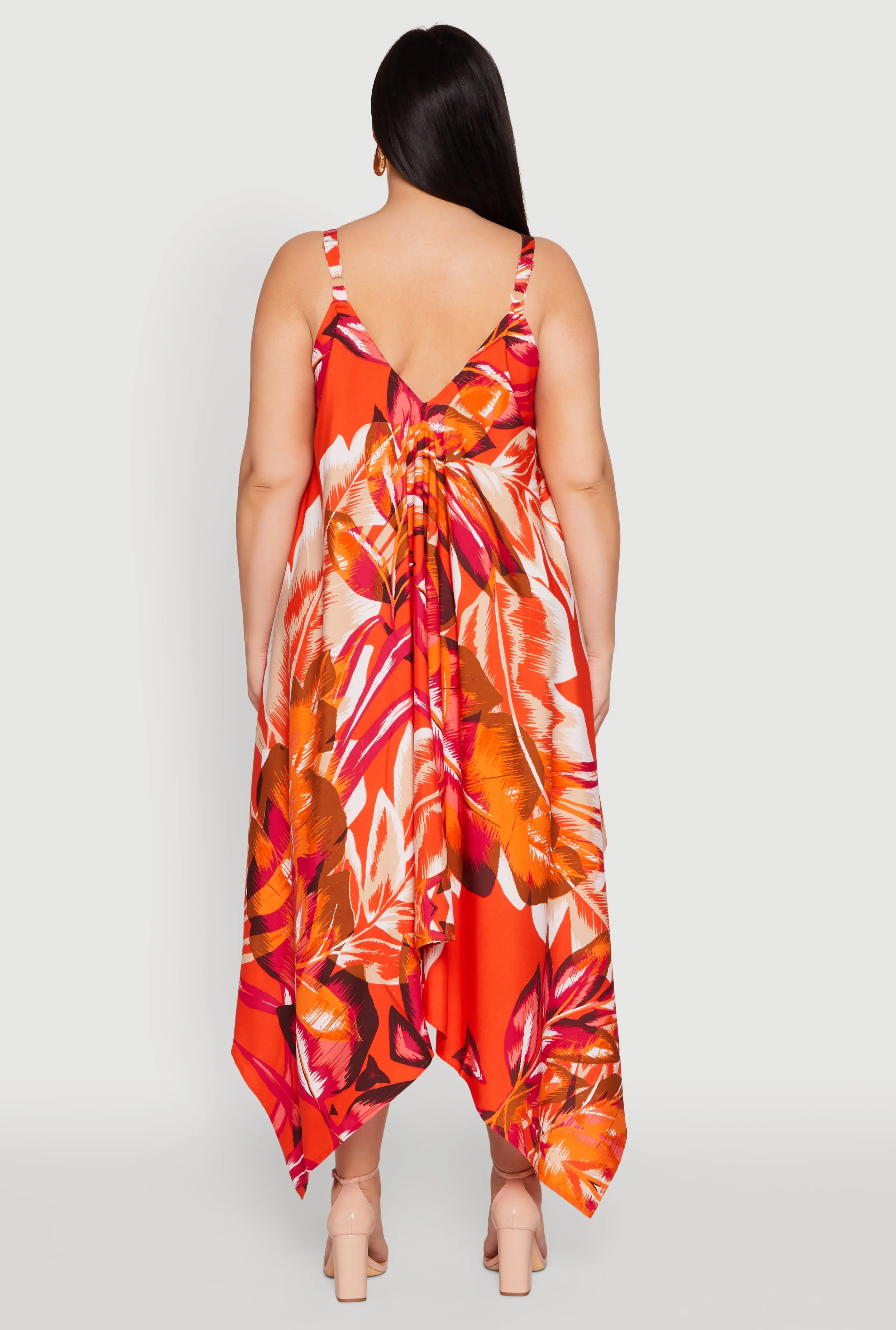 Plus Size Leaf Print Sharkbite Hem Maxi Dress sold by Rainbow product image thumbnail 5