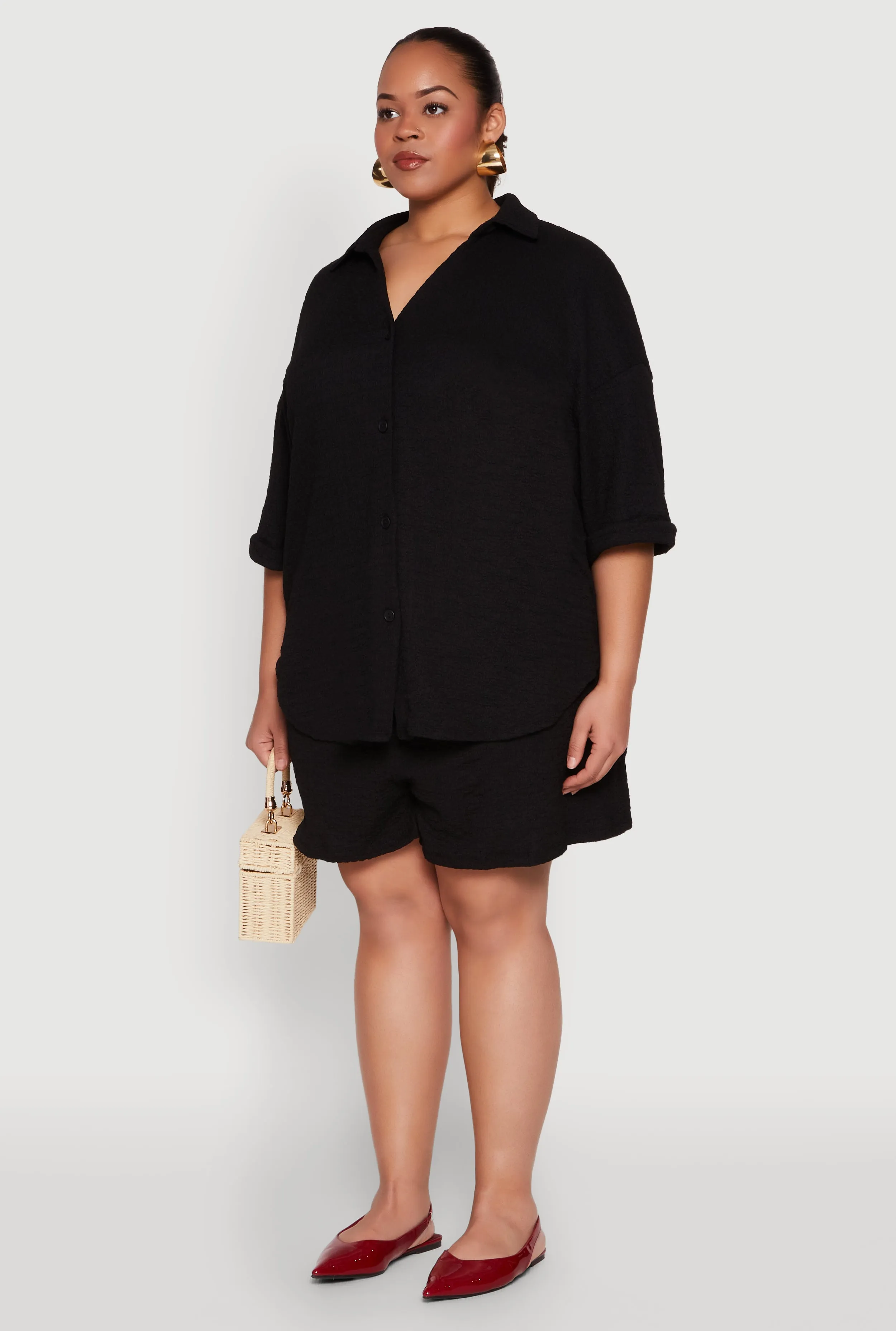 Plus Size Textured Knit Oversized Shirt sold by Rainbow product image thumbnail 5