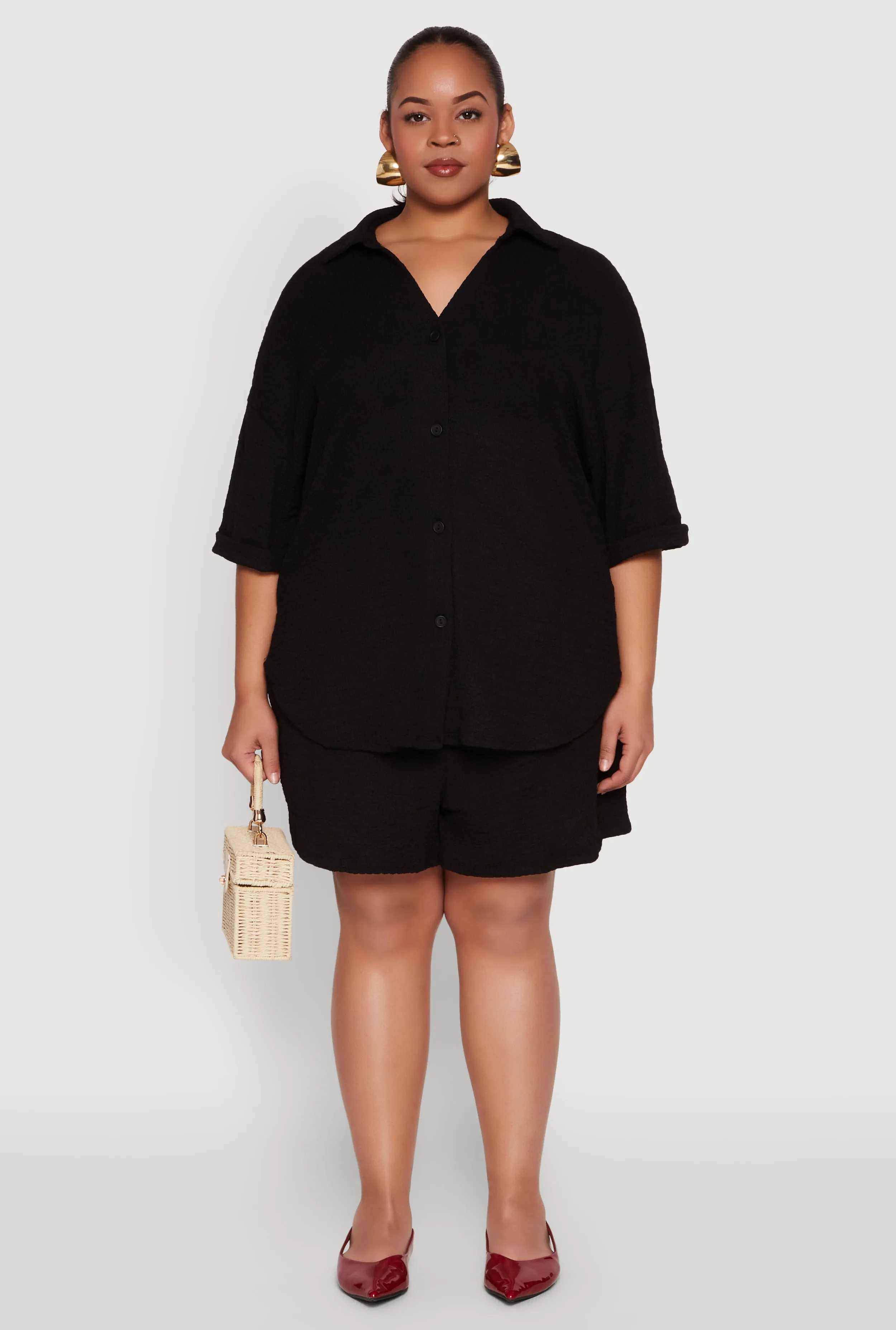 Plus Size Textured Knit Oversized Shirt sold by Rainbow product image thumbnail 3