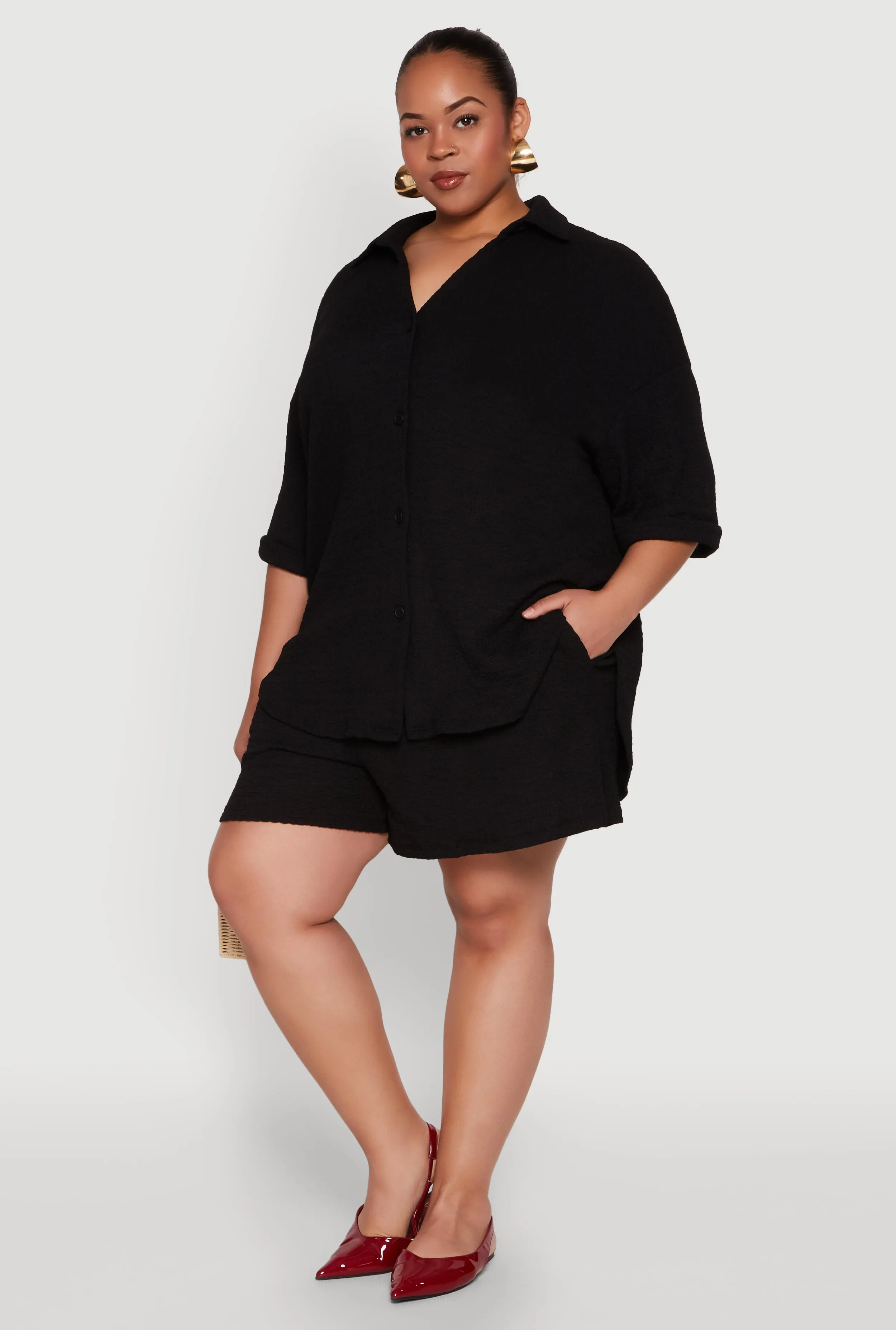 Plus Size Textured Knit Oversized Shirt sold by Rainbow product image thumbnail 2