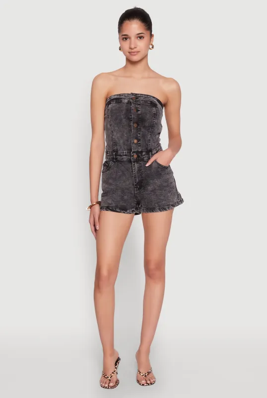 Daisy Denim Button Front Romper sold by Rainbow