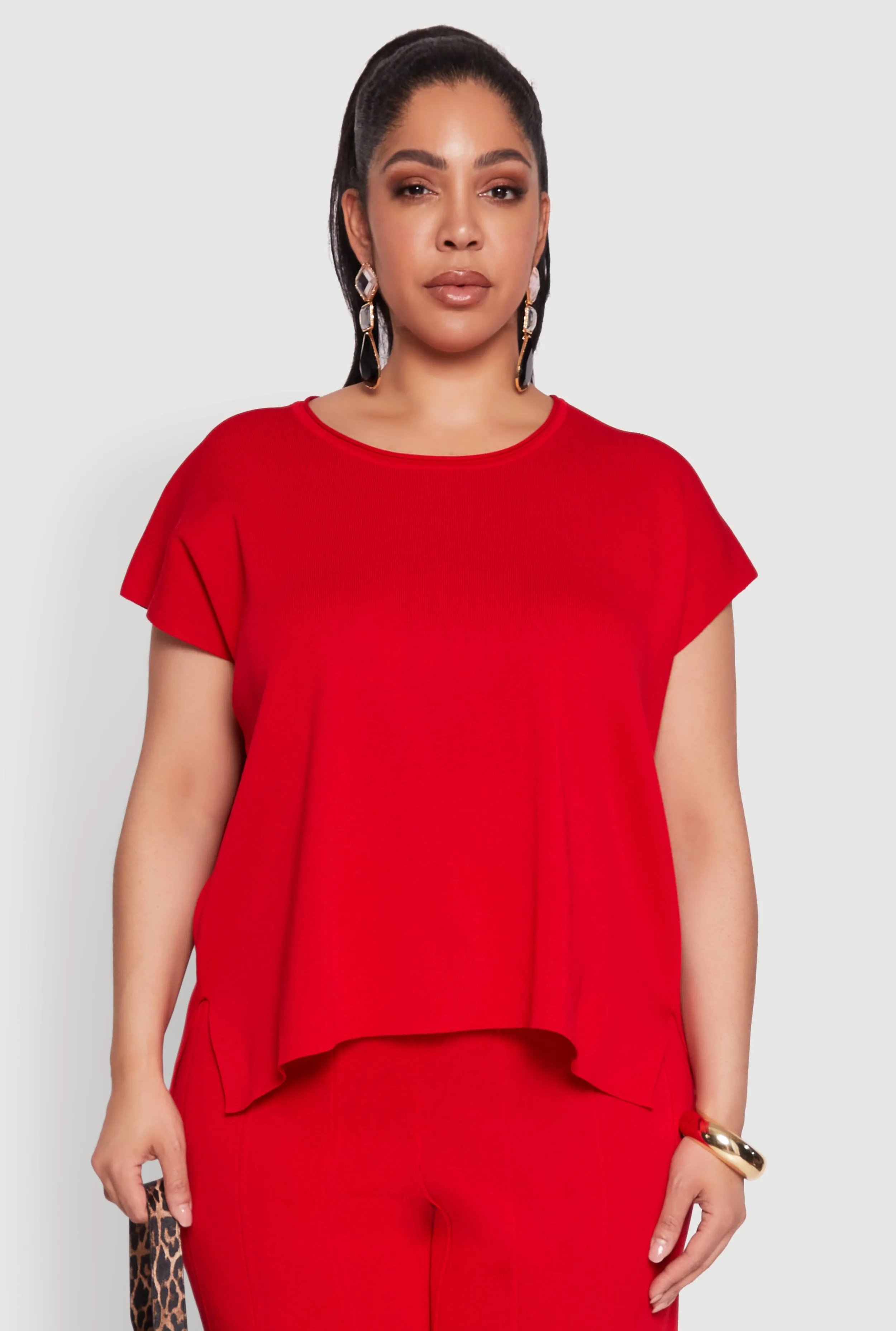 Plus Size Daisy Knitted Crew Neck Top sold by Rainbow