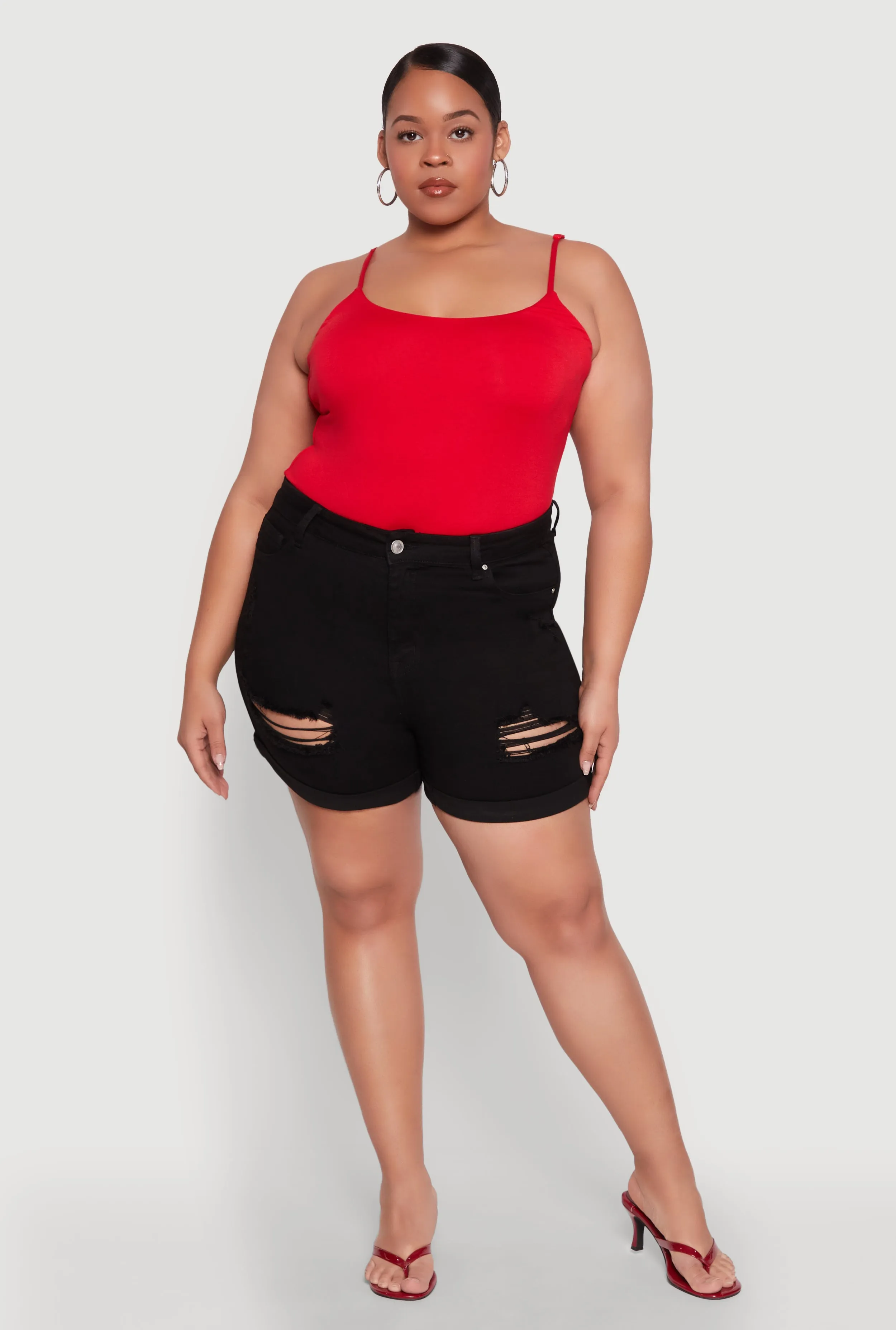 Plus Size WAX Distressed Shorts sold by Rainbow