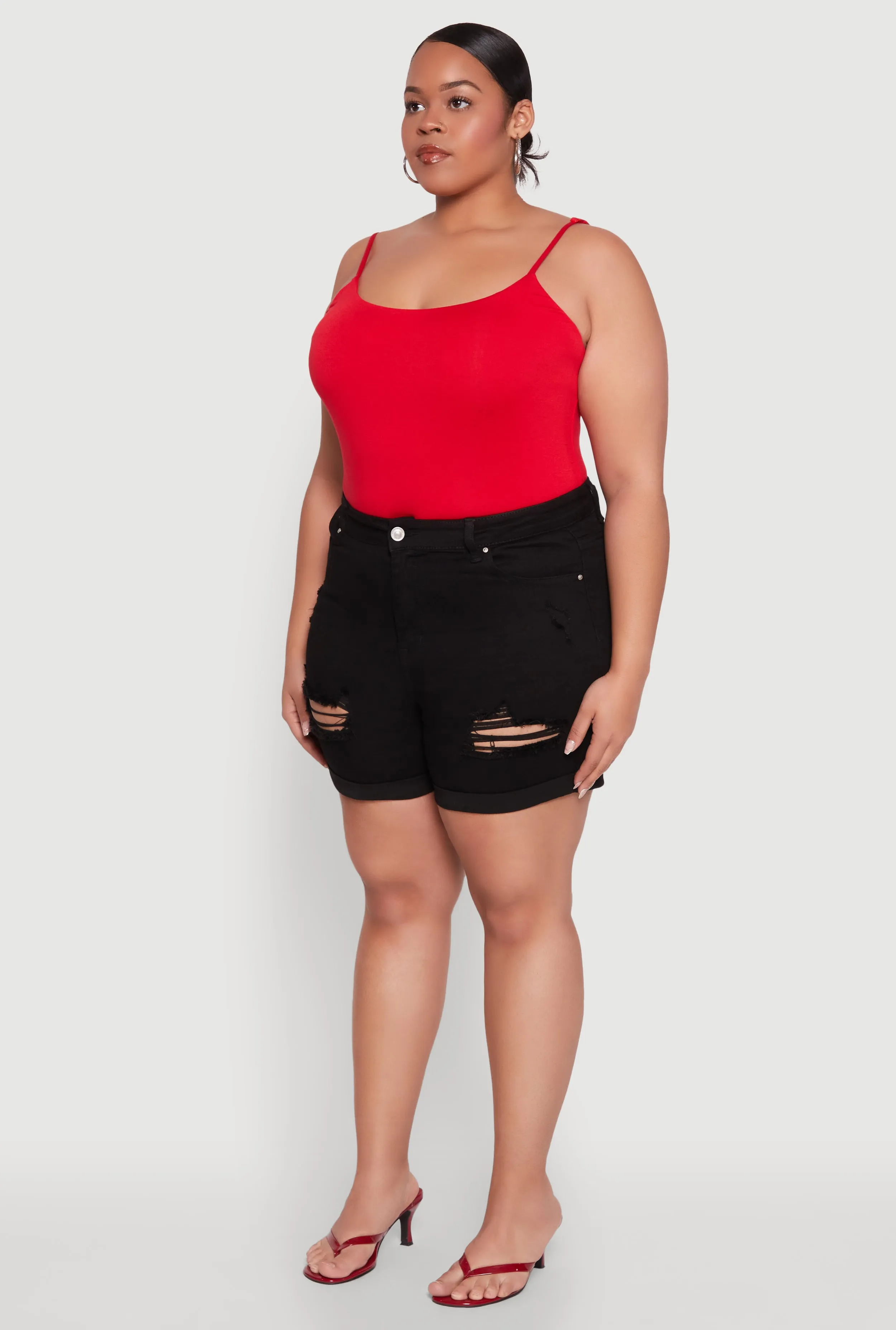 Plus Size WAX Distressed Shorts sold by Rainbow product image thumbnail 3