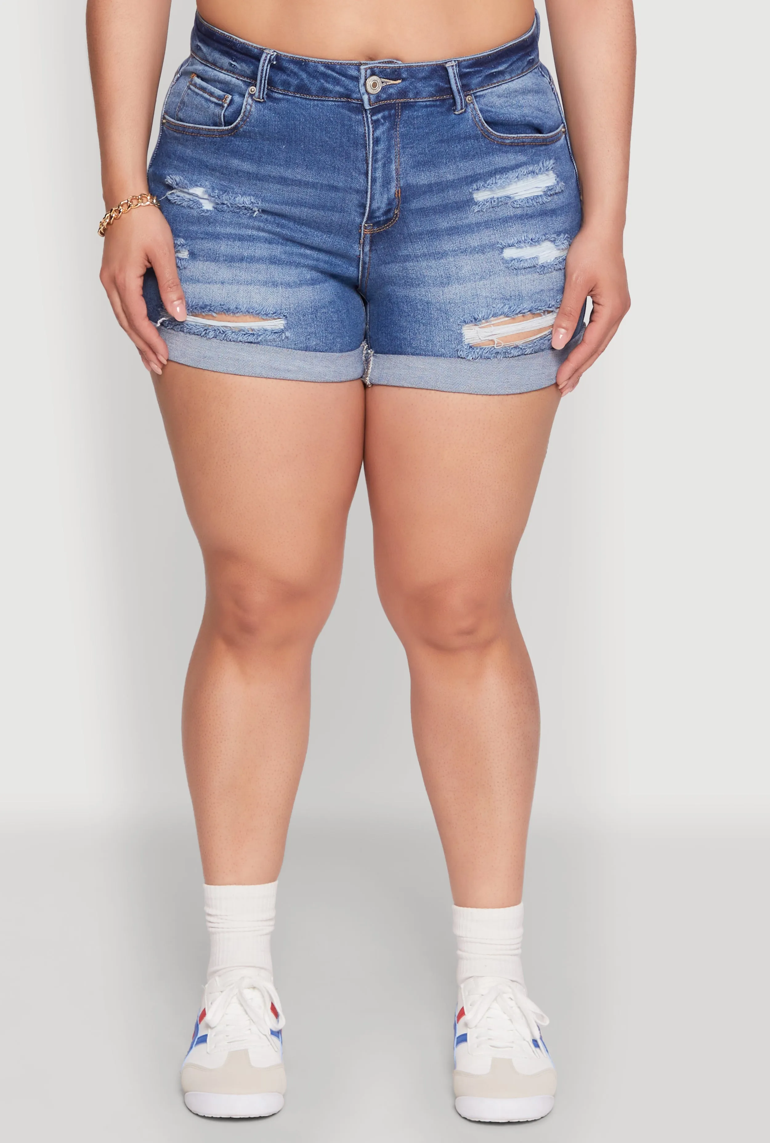 Plus Size WAX High Waisted Distressed Shorts sold by Rainbow product image thumbnail 5