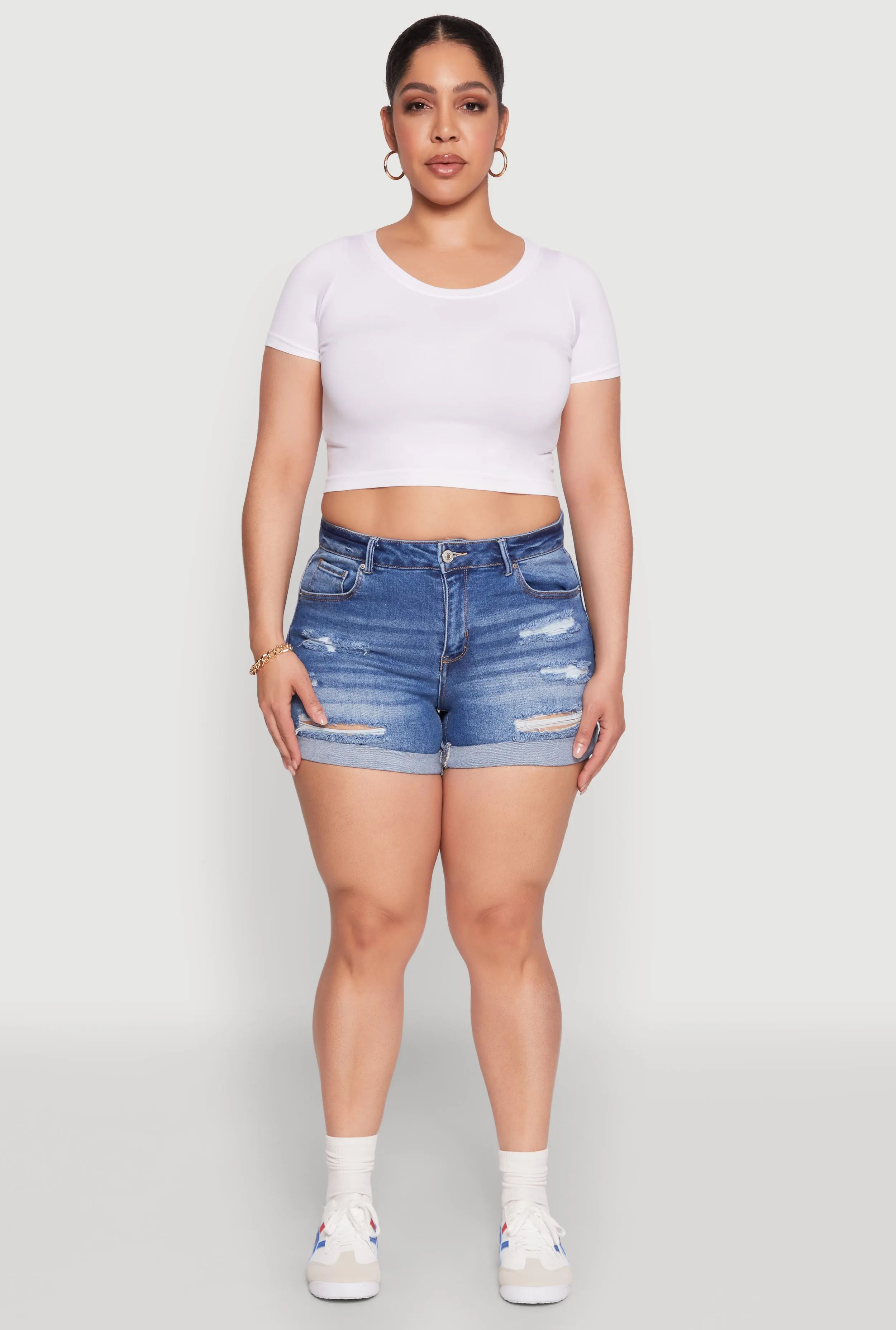 Plus Size WAX High Waisted Distressed Shorts sold by Rainbow product image thumbnail 2