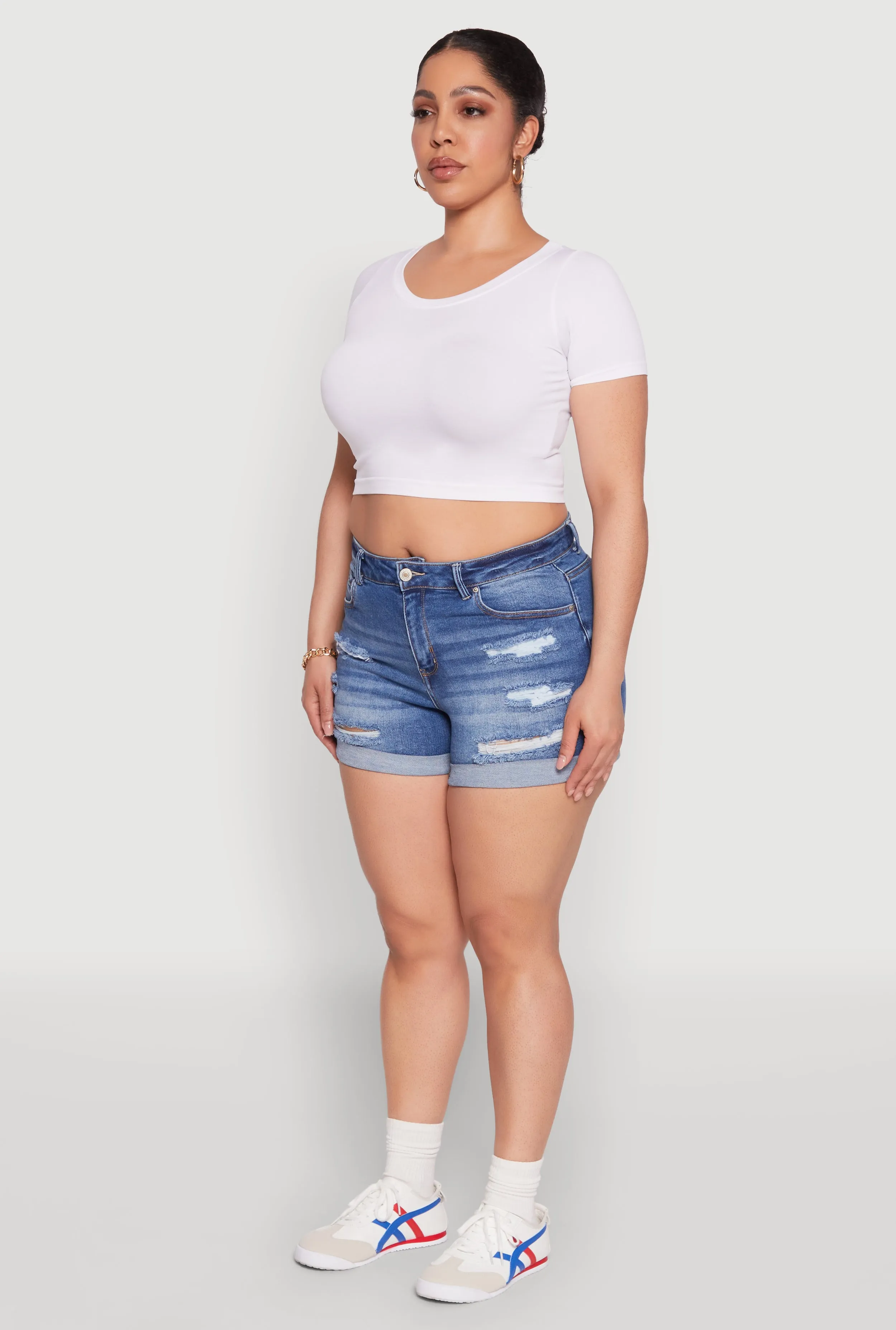 Plus Size WAX High Waisted Distressed Shorts sold by Rainbow product image thumbnail 3