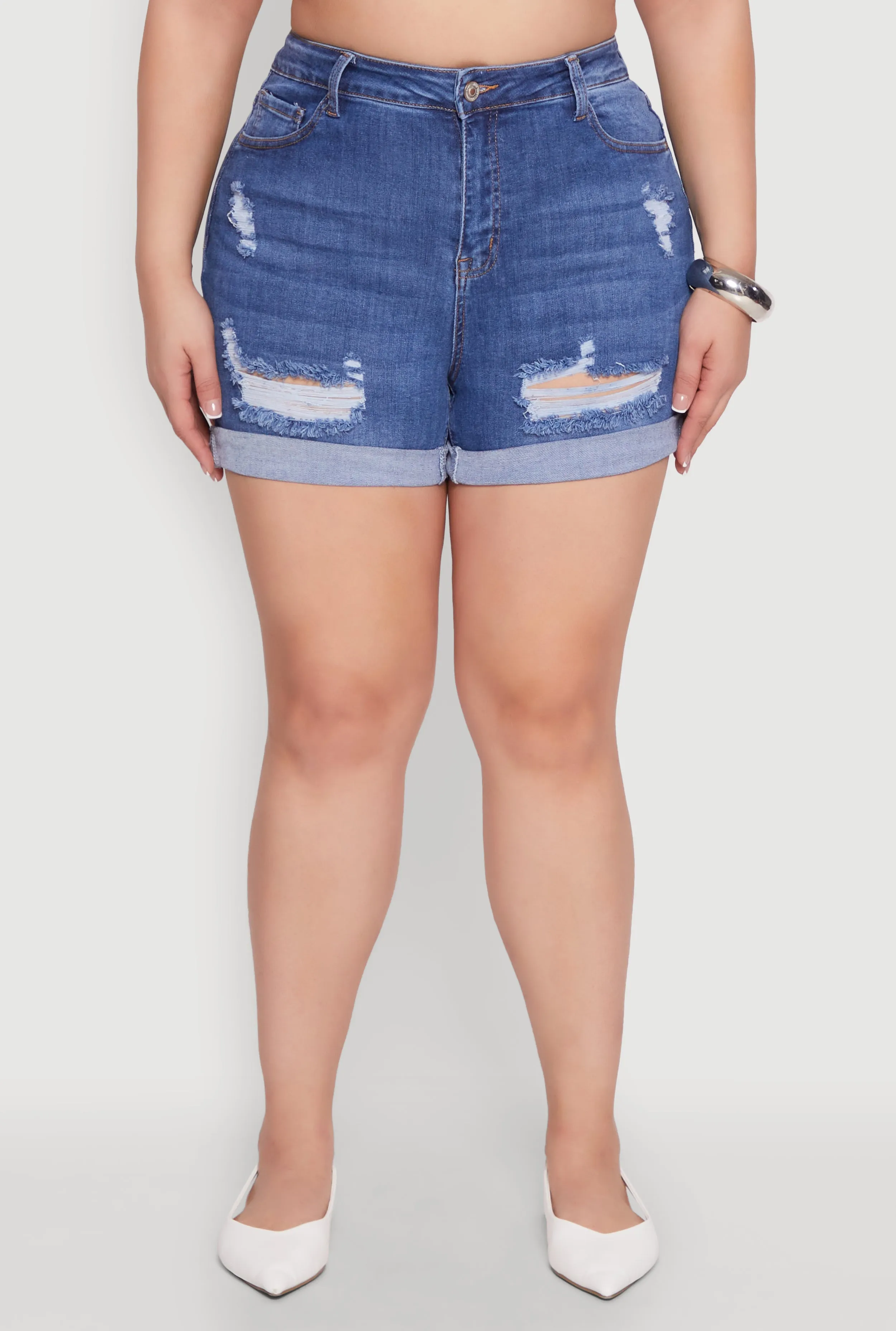 Plus Size WAX Distressed Shorts sold by Rainbow product image thumbnail 5