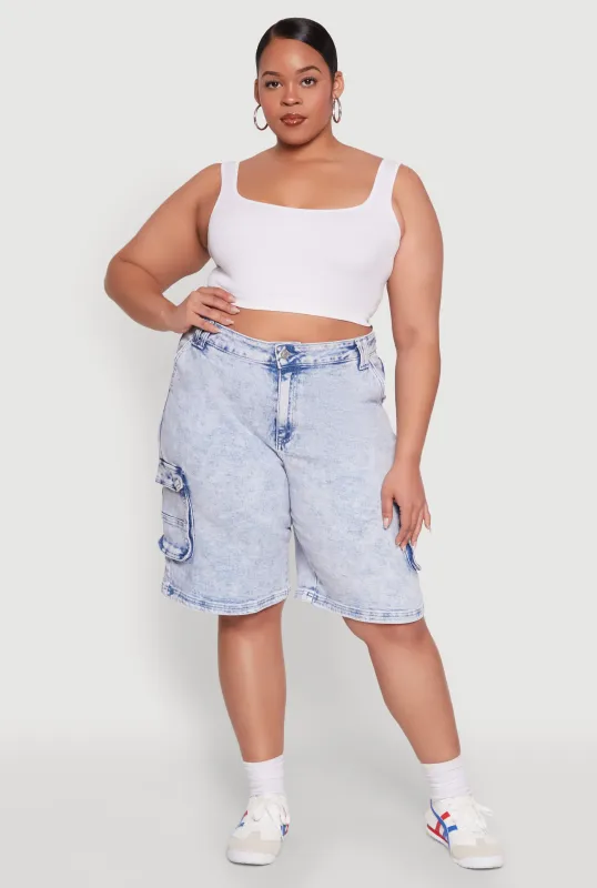 Plus Size WAX Mineral Wash Cargo Jorts sold by Rainbow