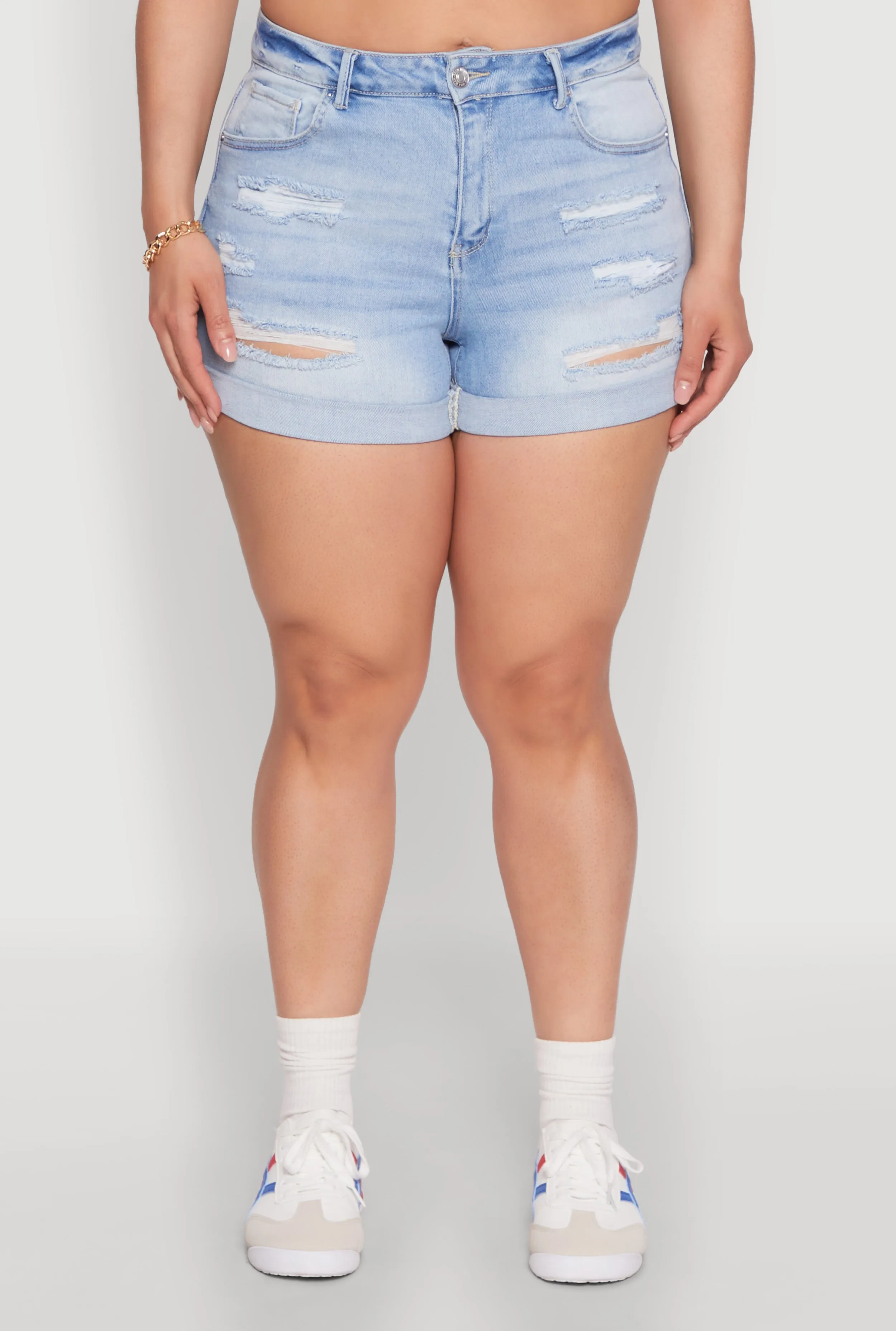 Plus Size WAX High Waisted Distressed Shorts sold by Rainbow product image thumbnail 5