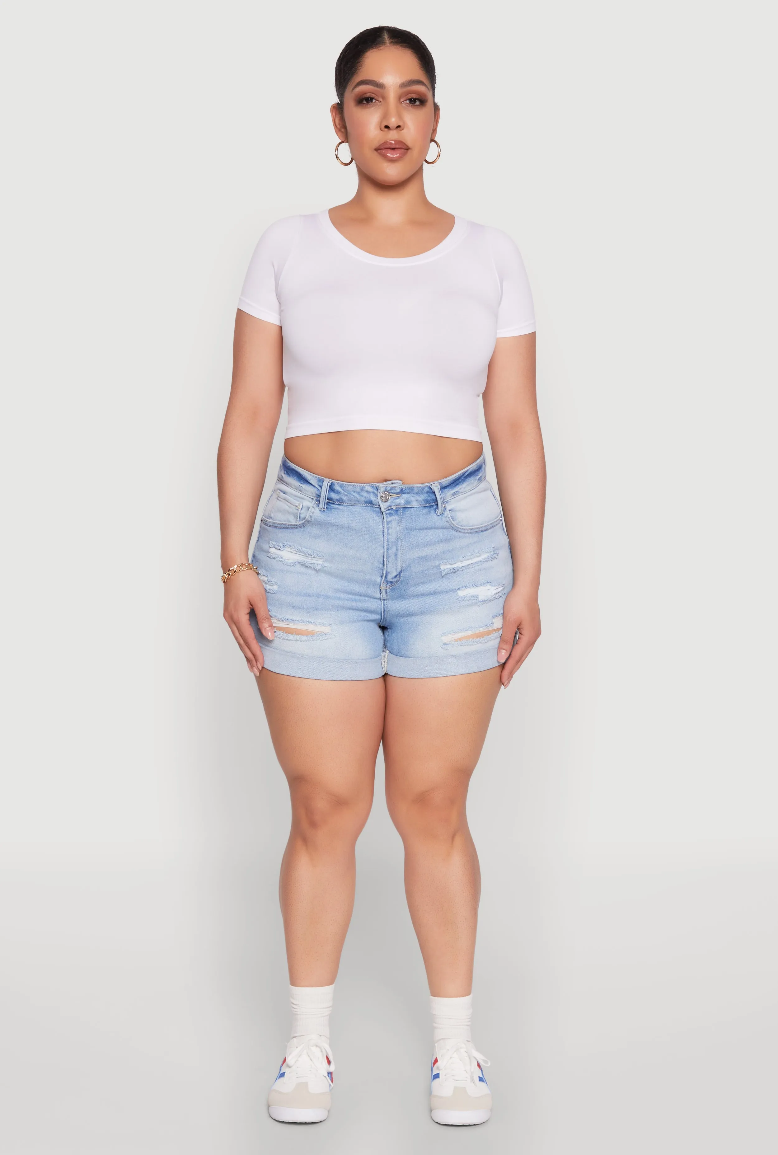 Plus Size WAX High Waisted Distressed Shorts sold by Rainbow product image thumbnail 2