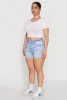 Plus Size WAX High Waisted Distressed Shorts sold by Rainbow