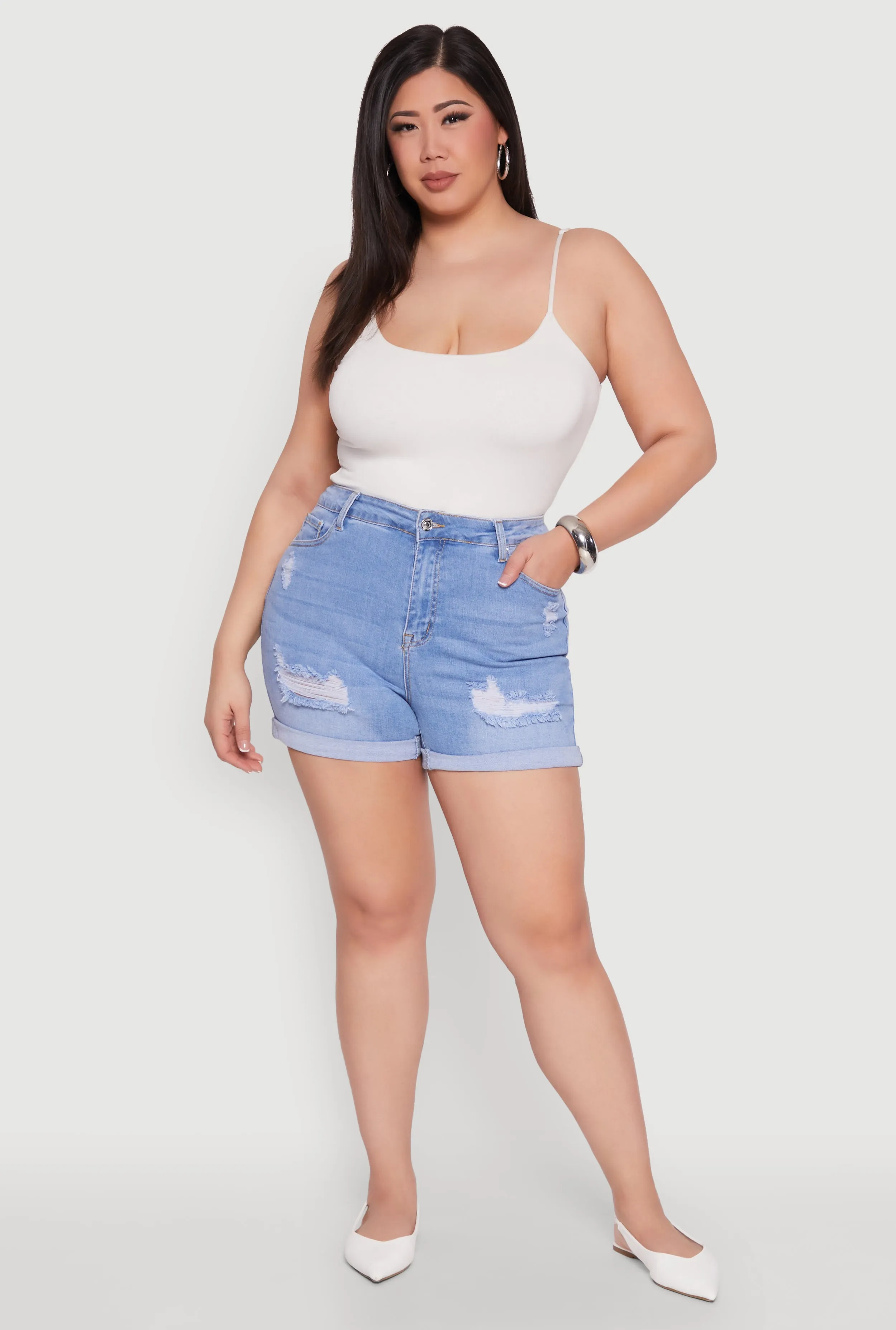Plus Size WAX Distressed Shorts sold by Rainbow product image thumbnail 2