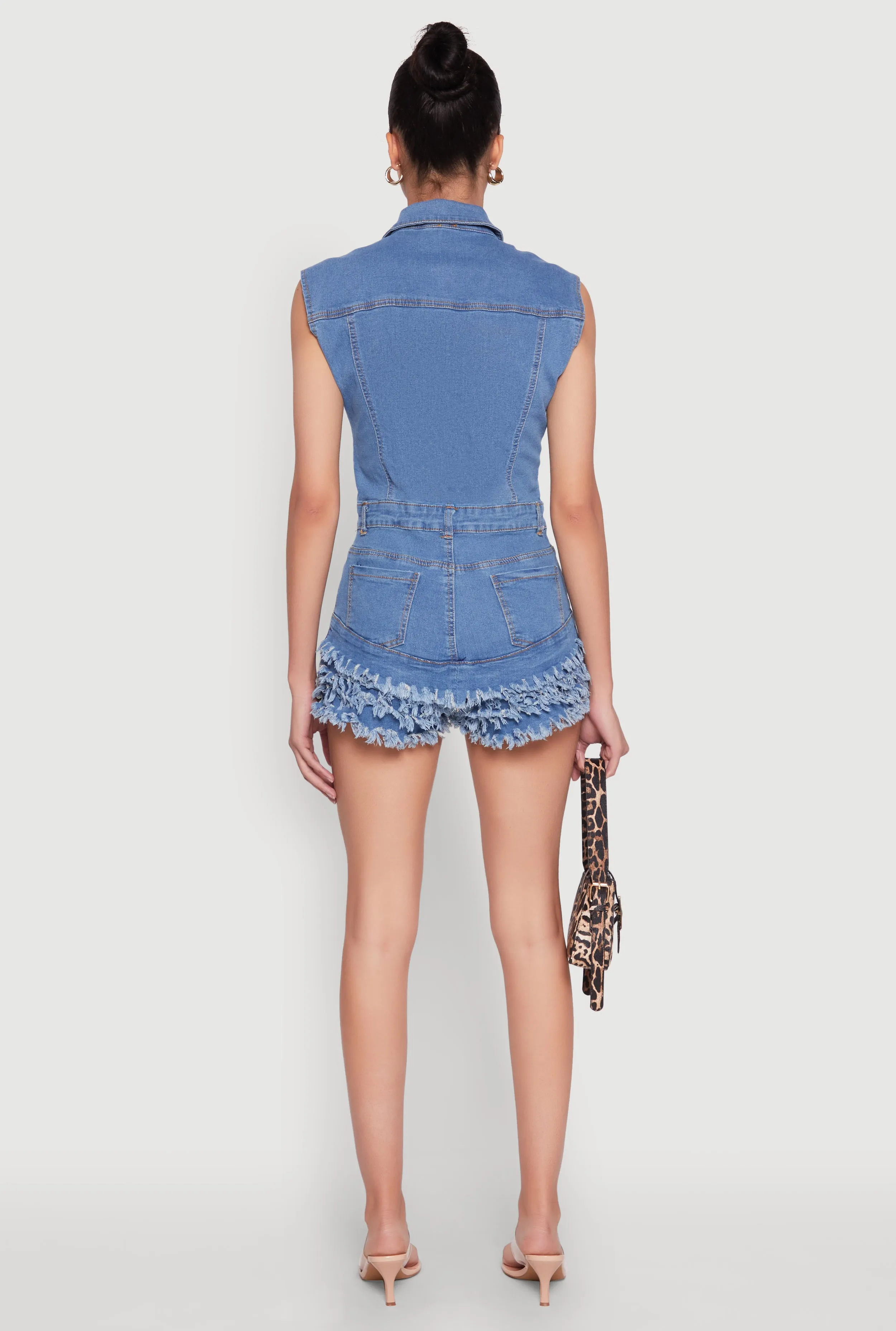 Daisy Tiered Frayed Denim Romper sold by Rainbow product image thumbnail 5