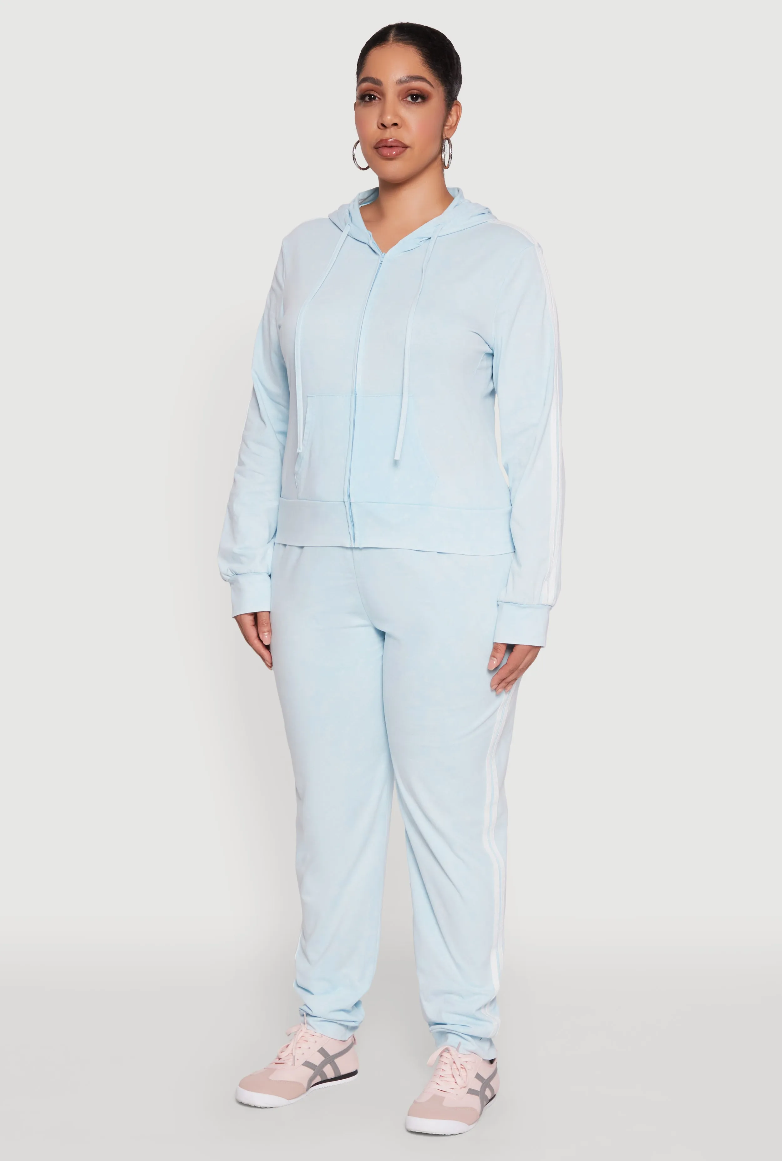 Plus Size Daisy Varsity Stripe Zip Front Hoodie sold by Rainbow product image thumbnail 5