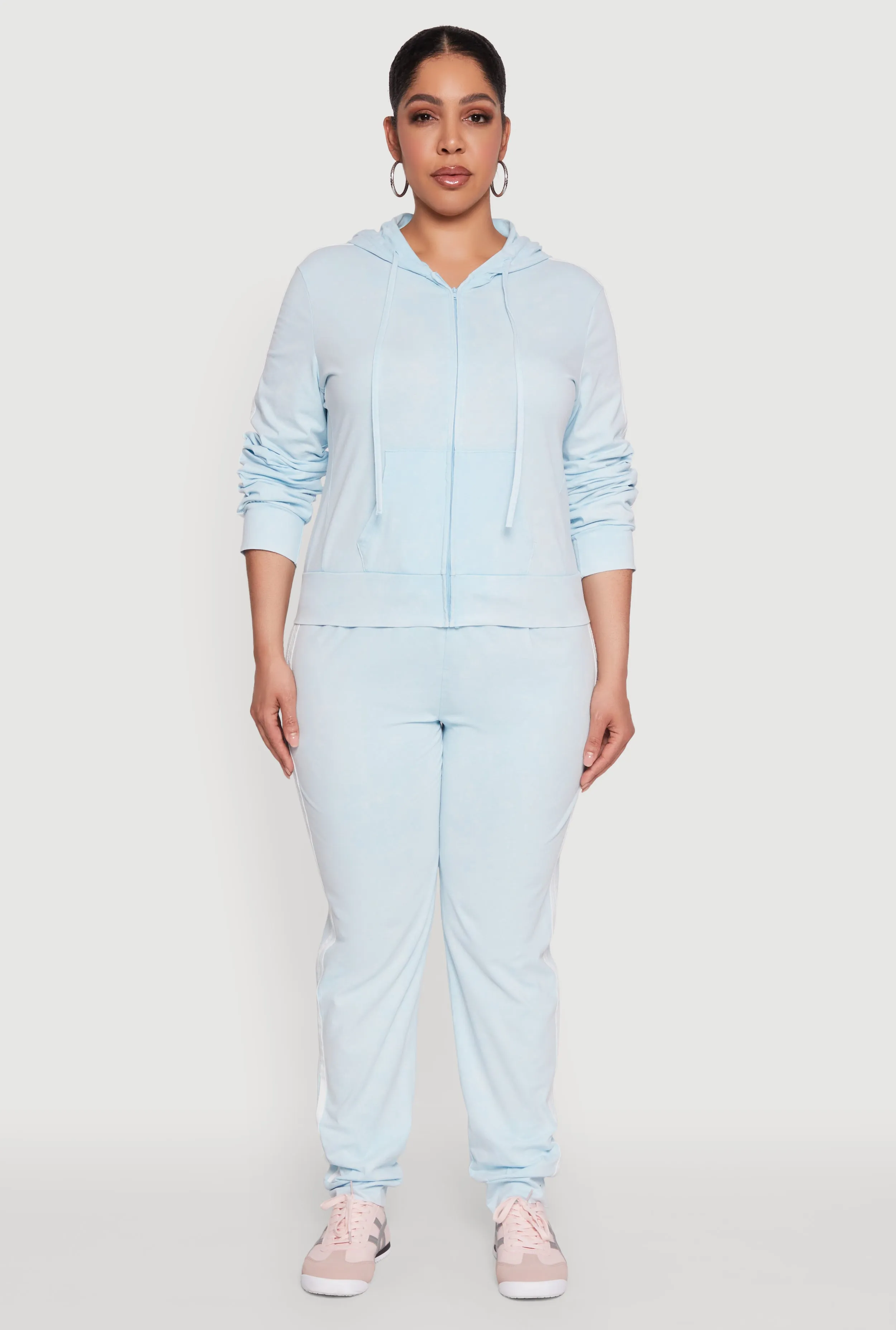 Plus Size Daisy Varsity Stripe Zip Front Hoodie sold by Rainbow product image thumbnail 2