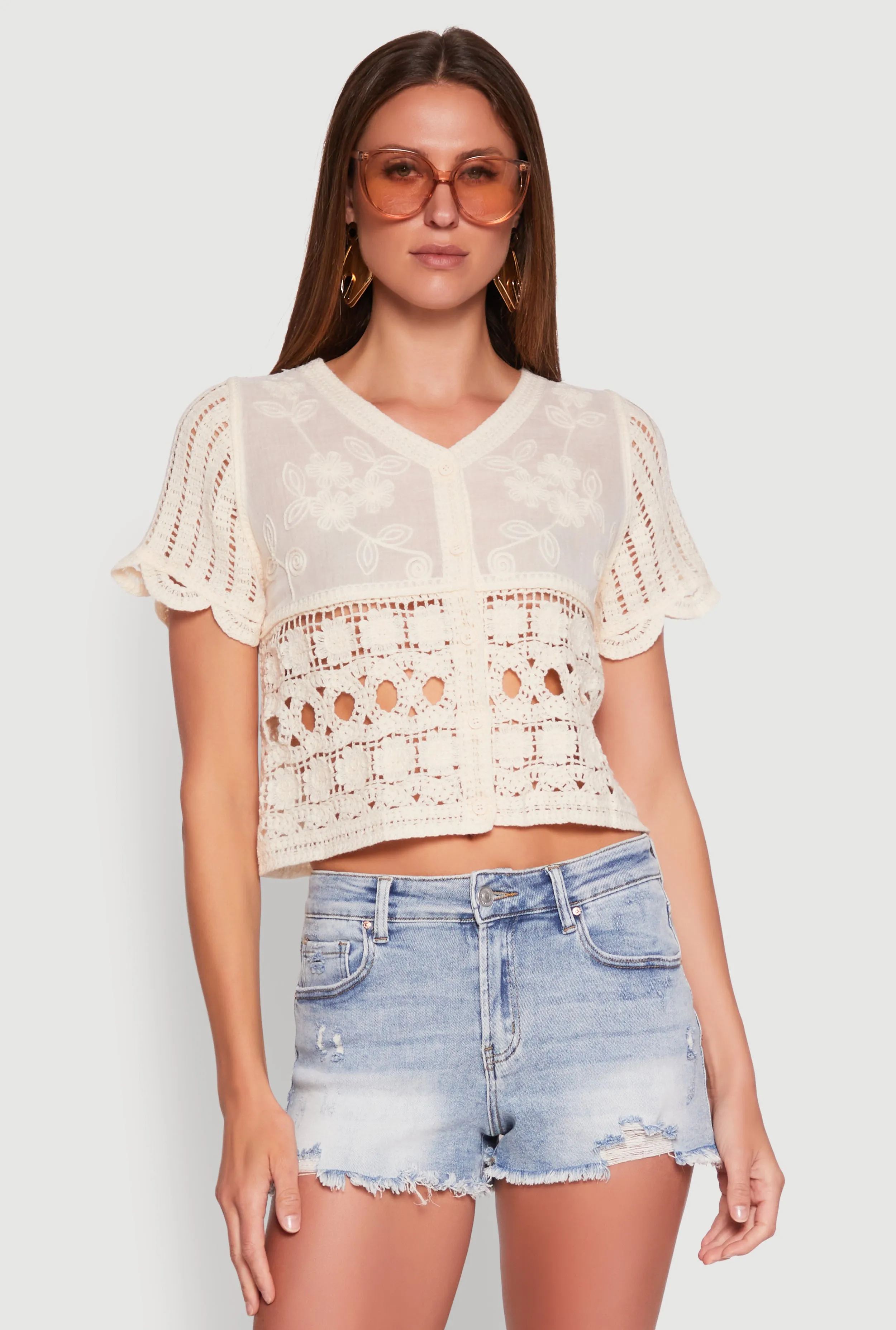 Floral Crochet Button Front Top sold by Rainbow product image thumbnail 2