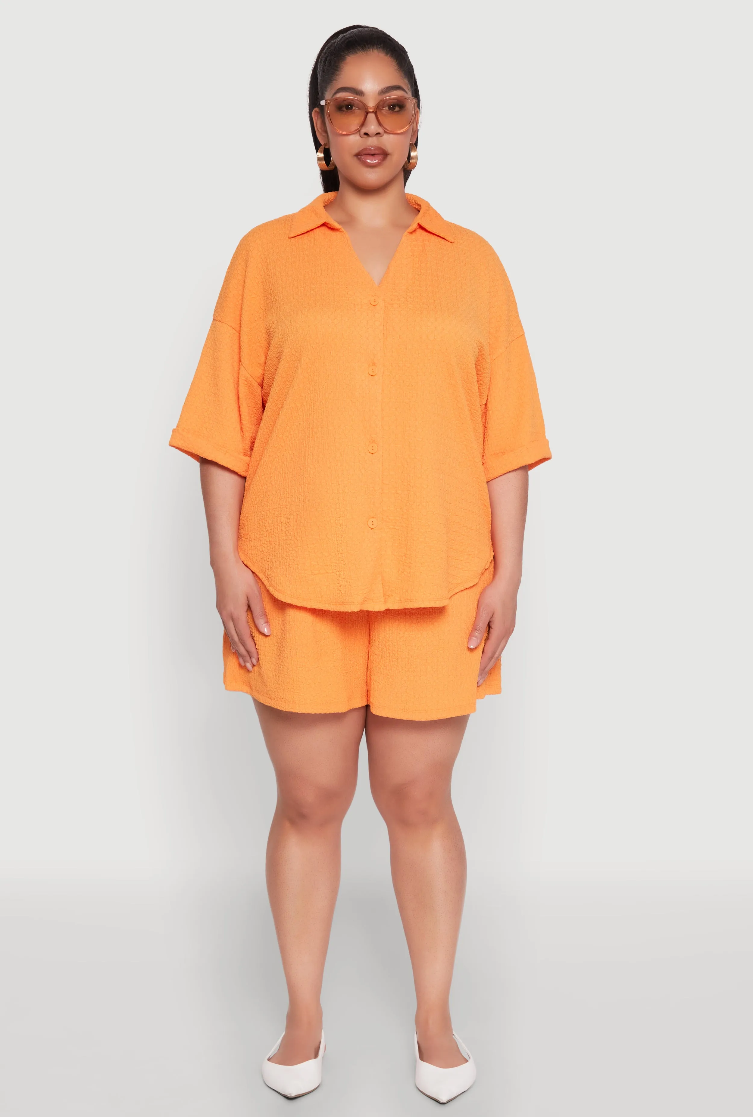 Plus Size Textured Knit Oversized Shirt sold by Rainbow product image thumbnail 3