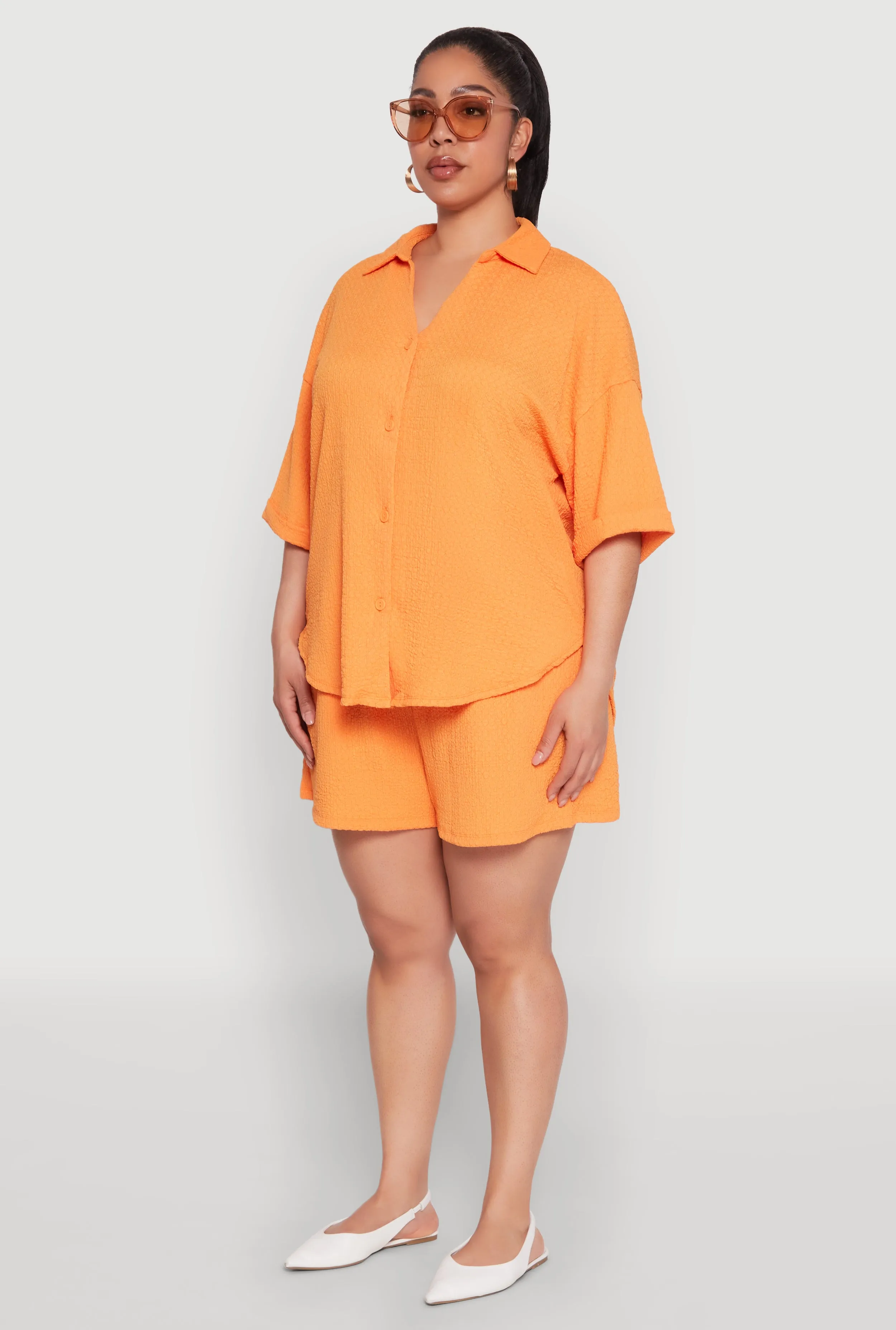 Plus Size Textured Knit Oversized Shirt sold by Rainbow product image thumbnail 5